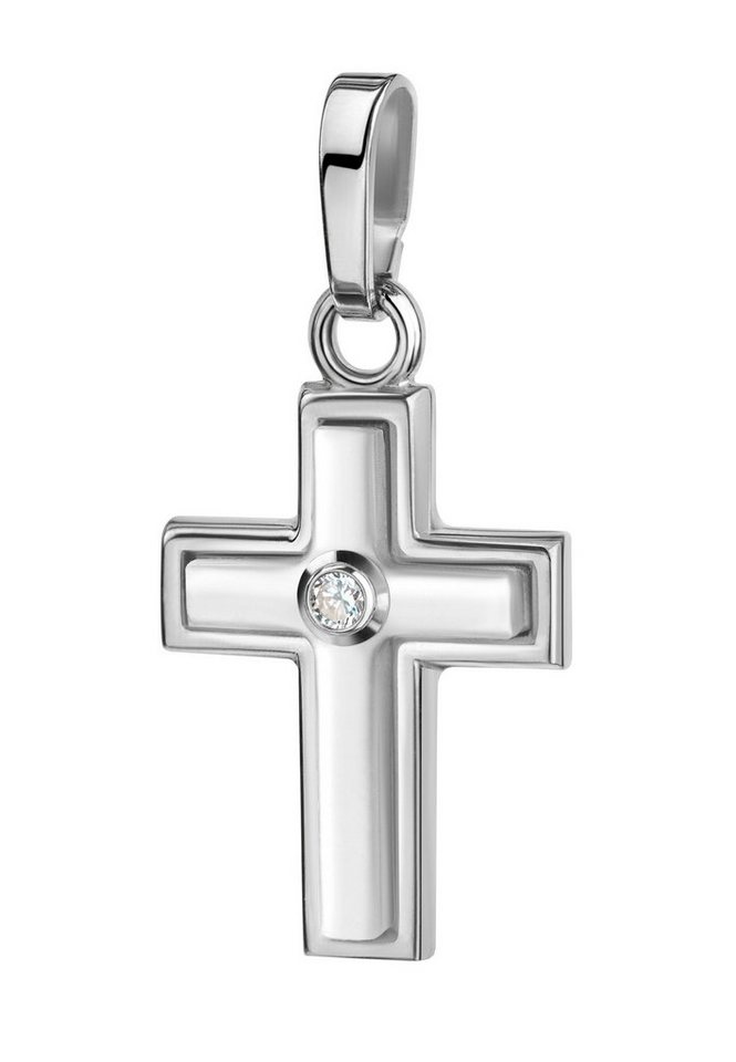 JEVELION Kreuzanhänger Kreuz Anhänger 925 Sterlingsilber (Silberkreuz, für  Damen), Silber-Anhänger - Made in Germany