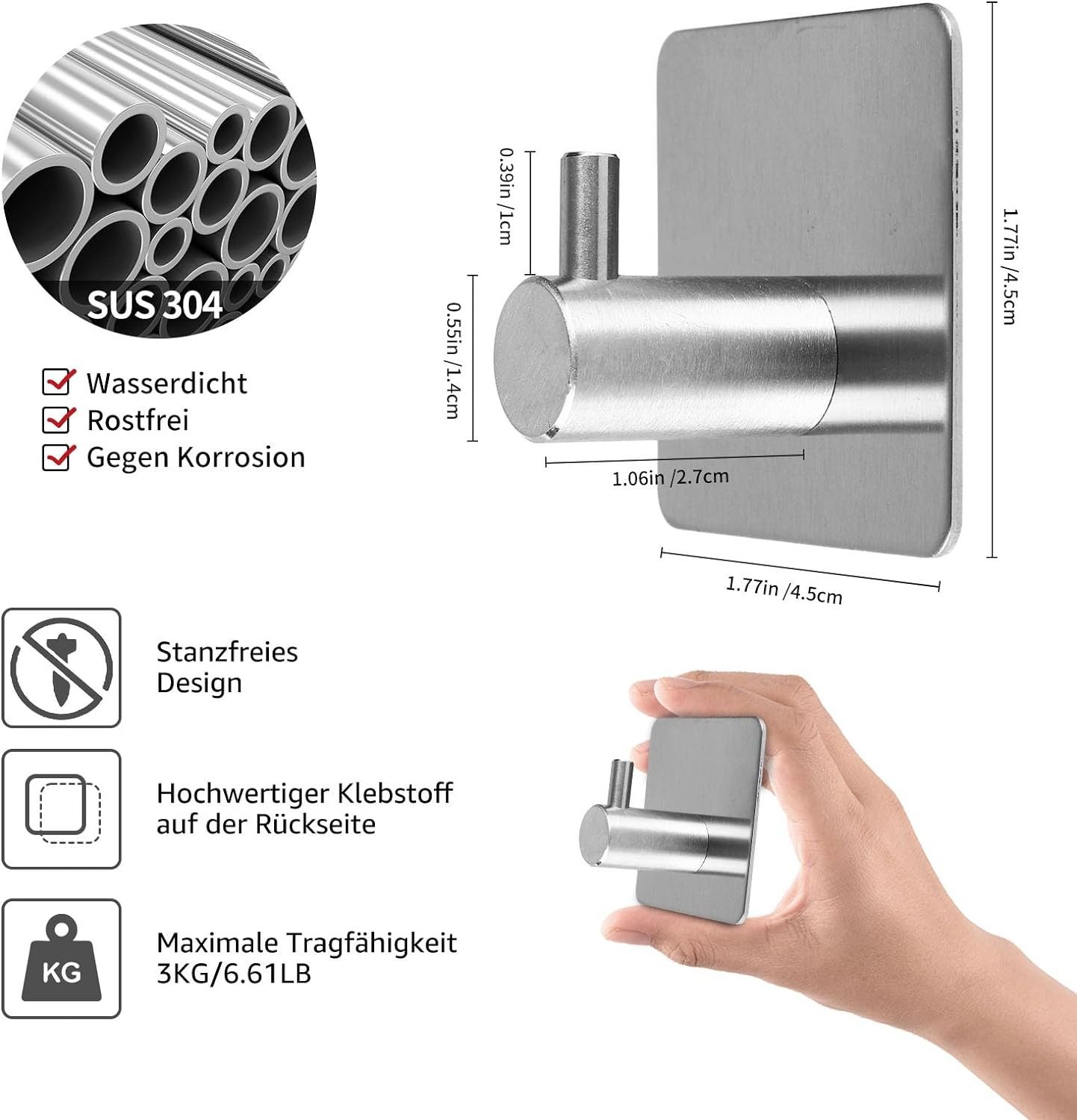 Blusmart Handtuchhaken 4 Stück Handtuchhalter Wandhaken Selbstklebend, für günstig online kaufen