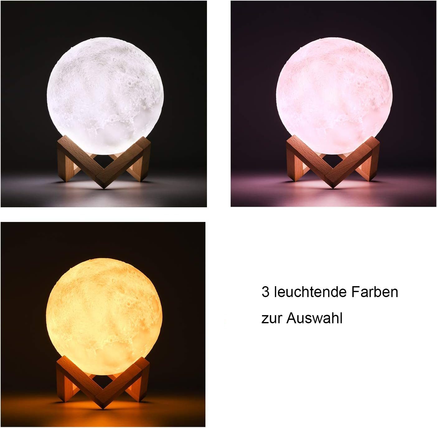 Dekoration Weihnachten LED Schlafzimmer Jormftte Mondlampe,LED Nachtlicht 3D Nachtlicht für