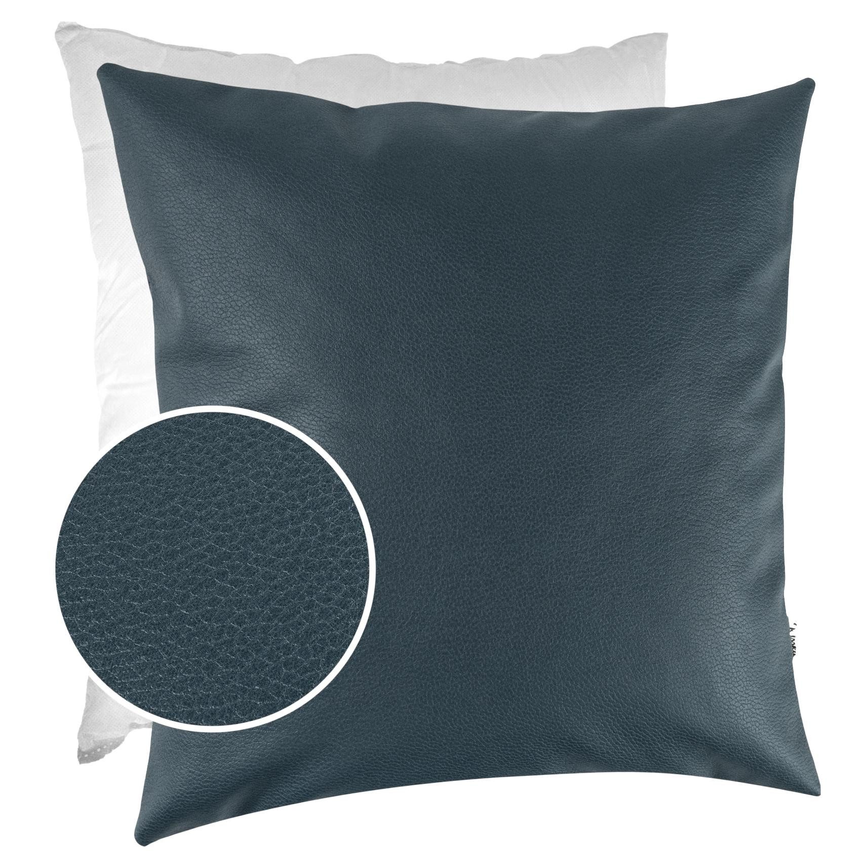 Kisska Dekokissen Kissenhülle KUMO atmungsaktive Kunstleder Kissenbezug Zierkissen, Kissenüberzug mit Füllung Leder-Optik UNI 40x40cm Einfarbig Grünblau