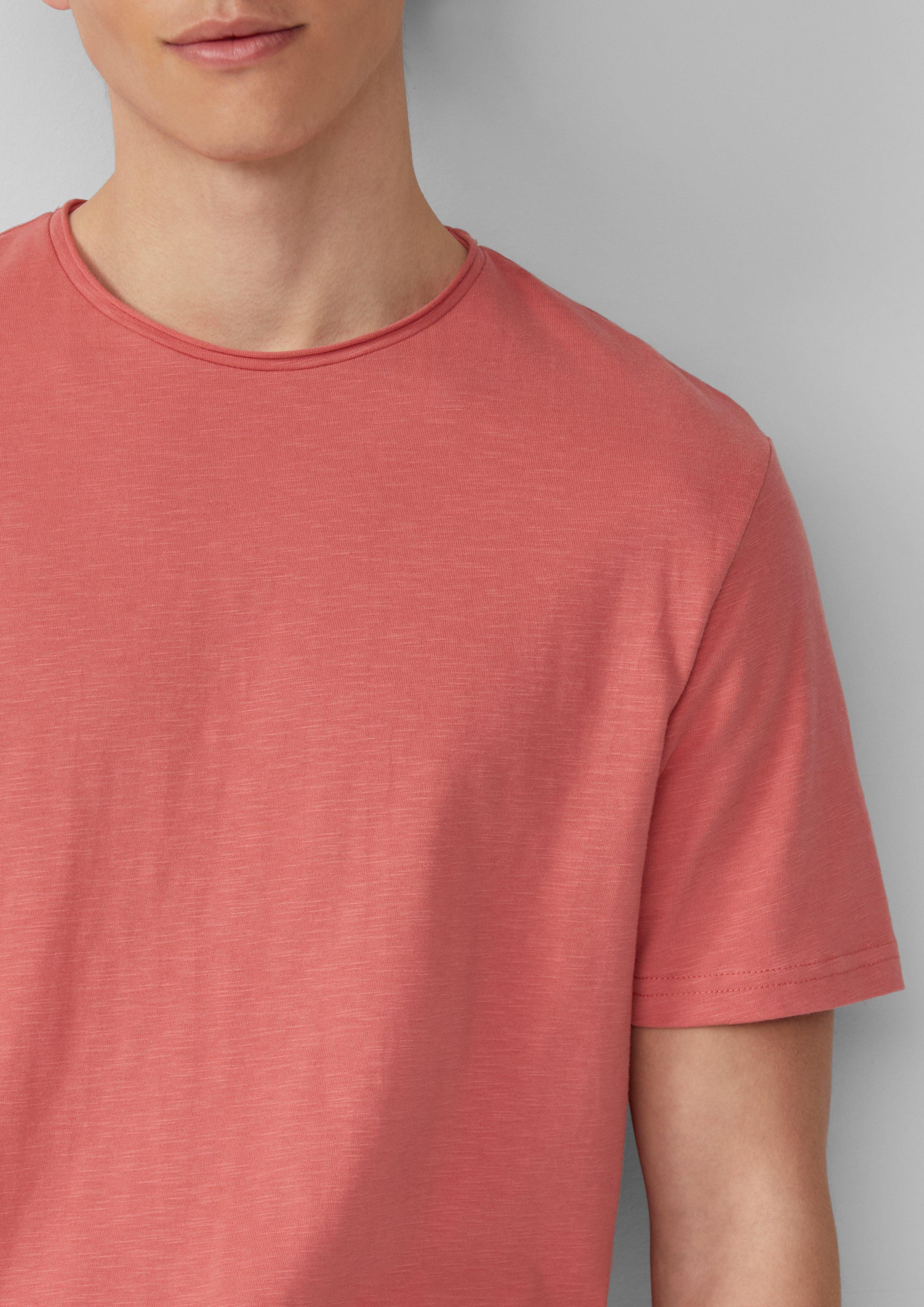 QS Kurzarmshirt Baumwollshirt mit Rollkante und günstig online kaufen