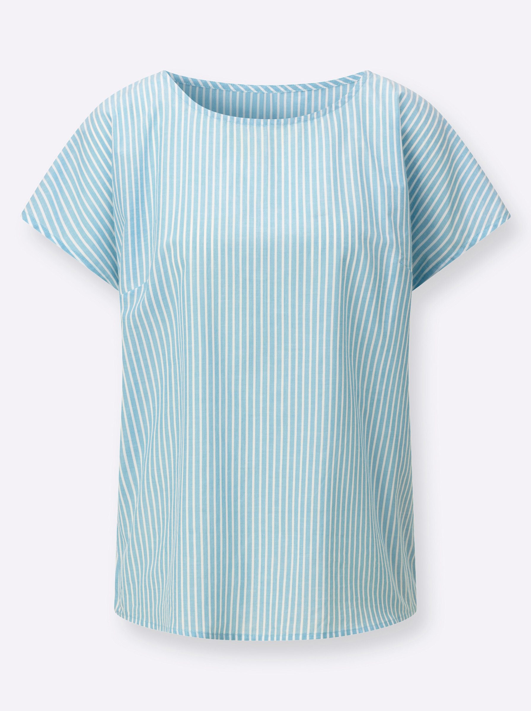Klassische Bluse Streifenbluse Kurzarm