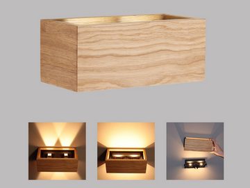 meineWunschleuchte LED Wandleuchte, LED fest integriert, Warmweiß, 2er SET exklusive Holz-Lampen 23cm, indirekte Wand-Beleuchtung innen