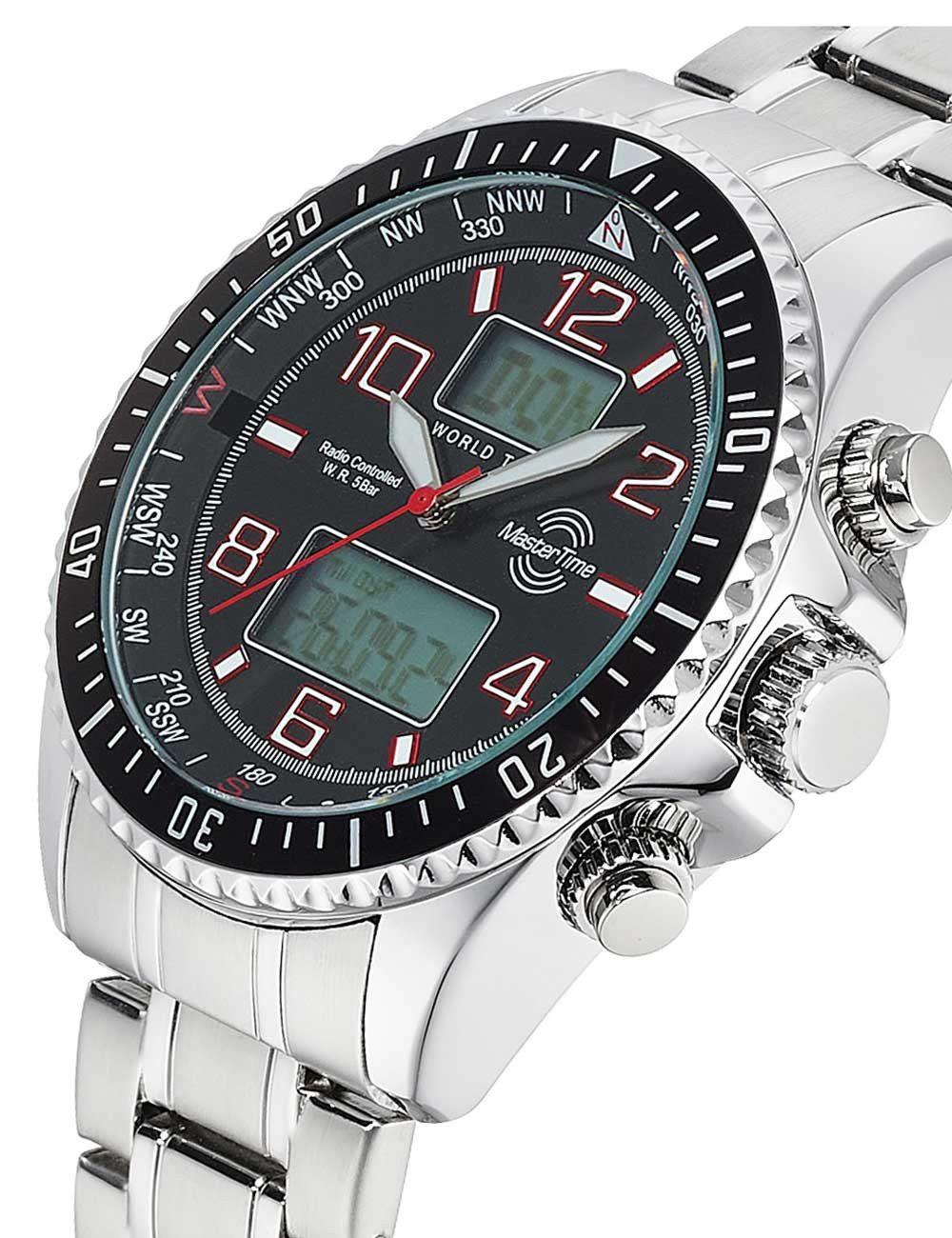 MASTER TIME Quarzuhr Master Time MTGA-10920-22M Herrenuhr Funk World Timer günstig online kaufen