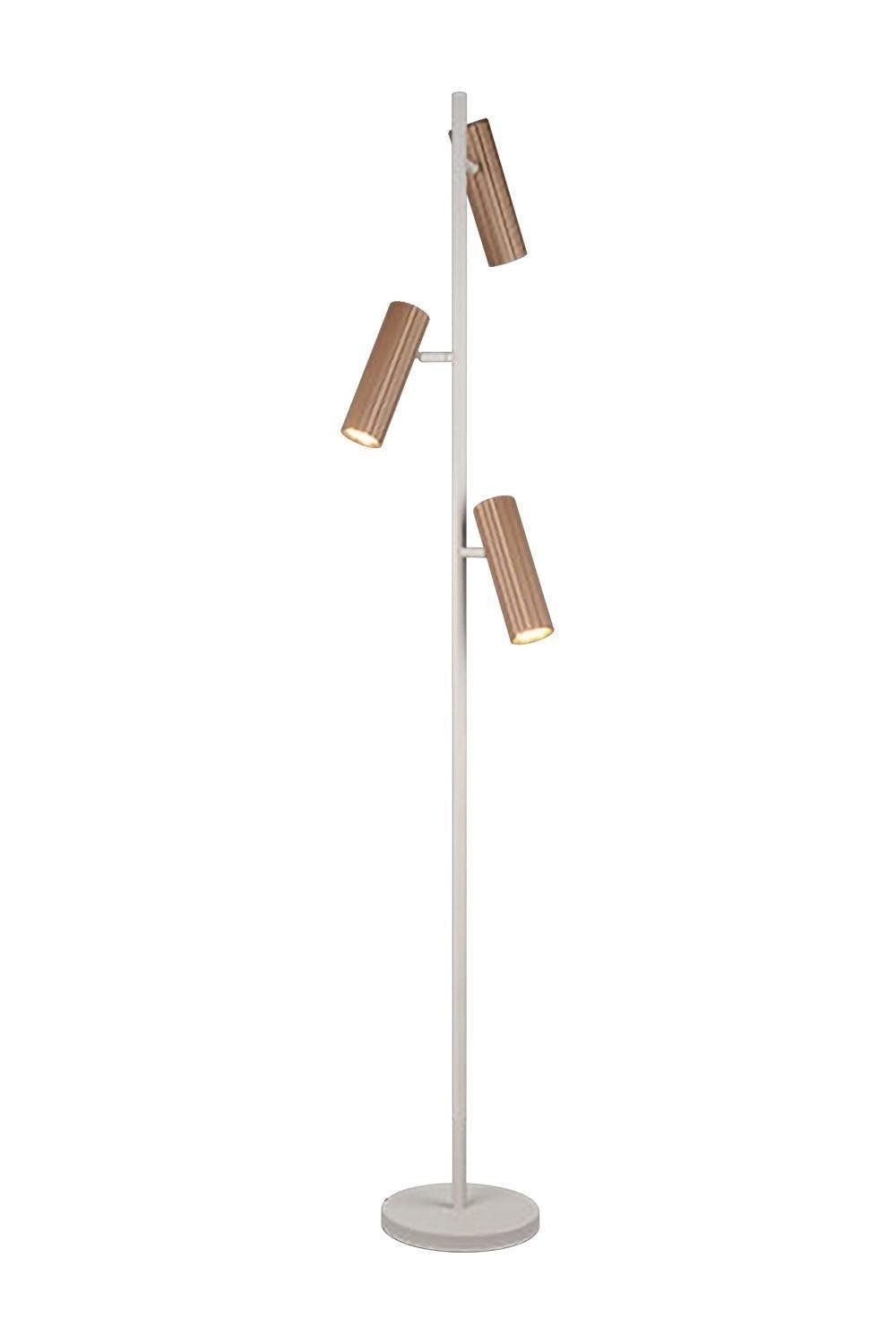 TRIO Leuchten Stehlampe SOKA, 3-flammig, Braun, Grau, Metall, ohne Leuchtmittel, verstellbare Lampenschirme, Ø 22 x H 150 cm