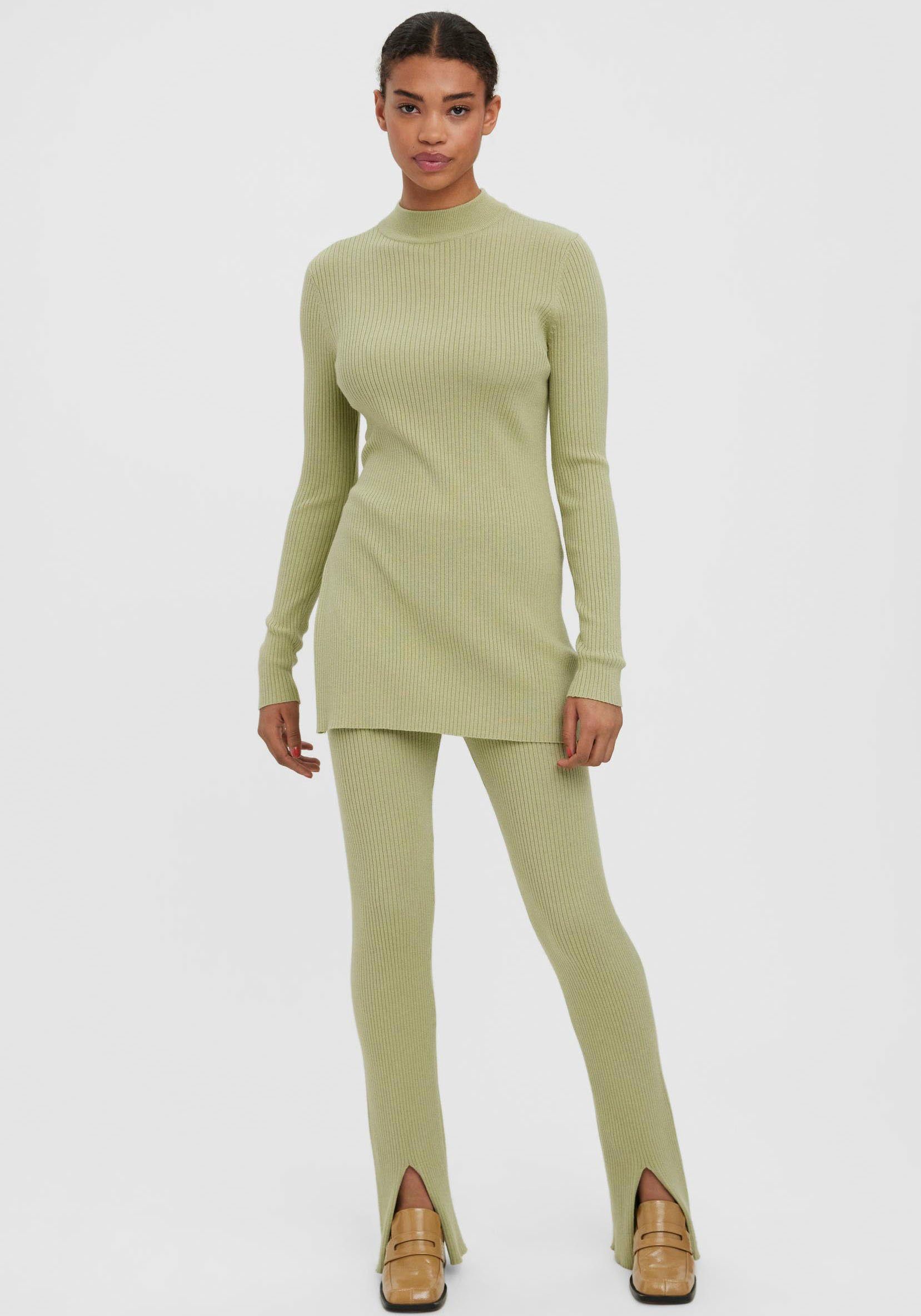 Vero Moda Stehkragenpullover VMGOLDRIB LS LONG HIGHNCK SLIT PULLOVER