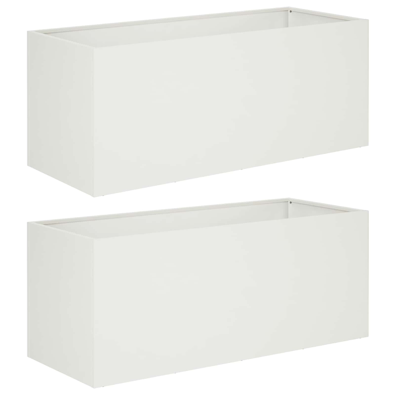 vidaXL Blumentopf Garten-Pflanzgefäß 2 stk. Weiß 80 x 40 x 40 cm (2 St)