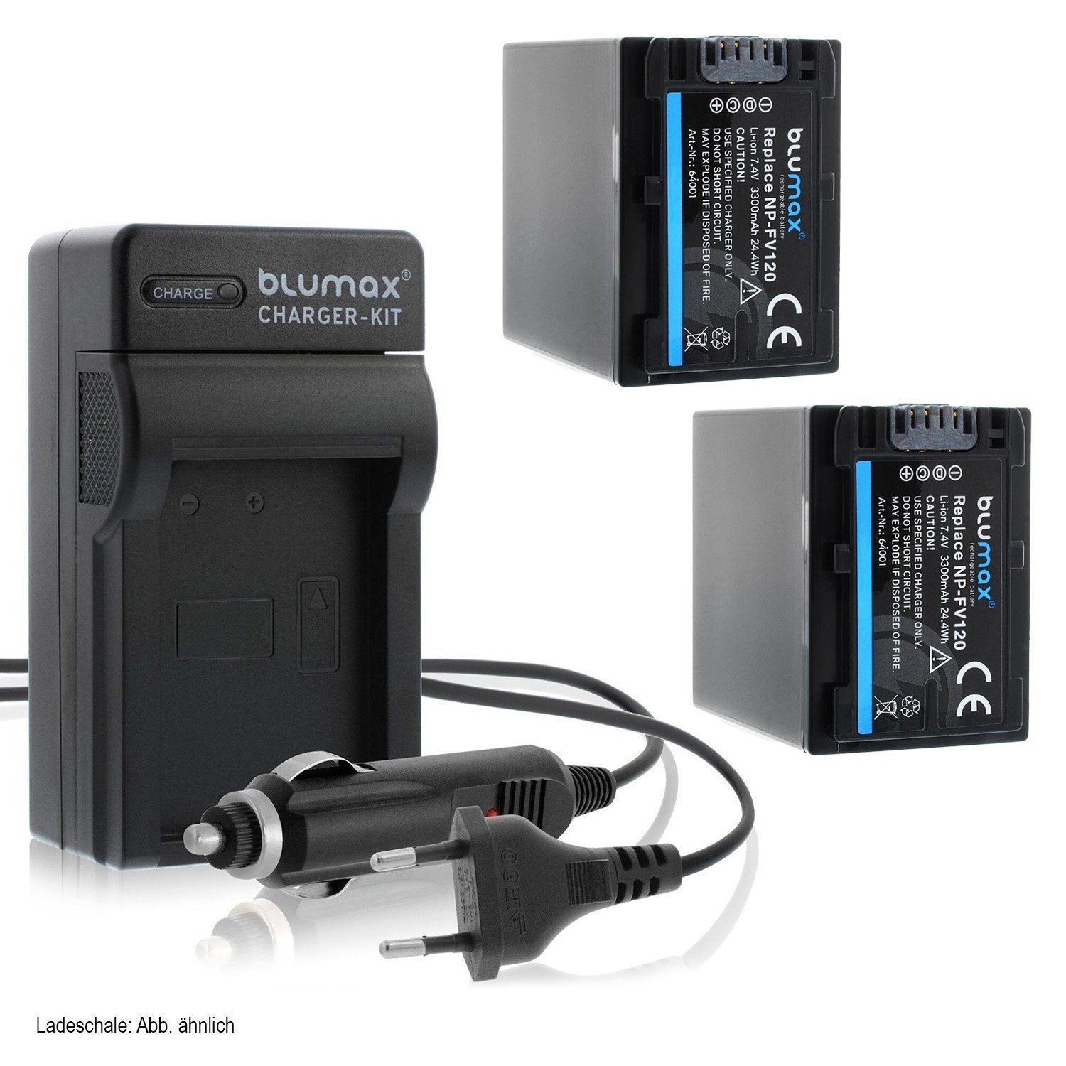 Blumax Set mit Lader für Sony NP-FV120 NP-FV100 3300 mAh Kamera-Akku | Kamera-Akkus
