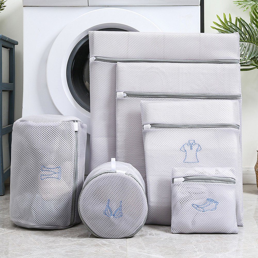IVSO Wäschenetz Wäschenetze,Wäschebeutel Wäschesack für die Waschmaschine 6 Stück, Haltbarer Netz-Wäschebeutel mit Reißverschluss für Feinwäsche Unterwäsche Feines und Socken grau