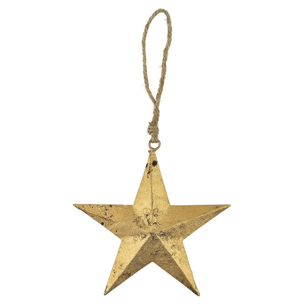 INNA-Glas Dekohänger Deko Hänger Stern DORANA, aus Metall, Aufhängeseil, gold, Ø15cm