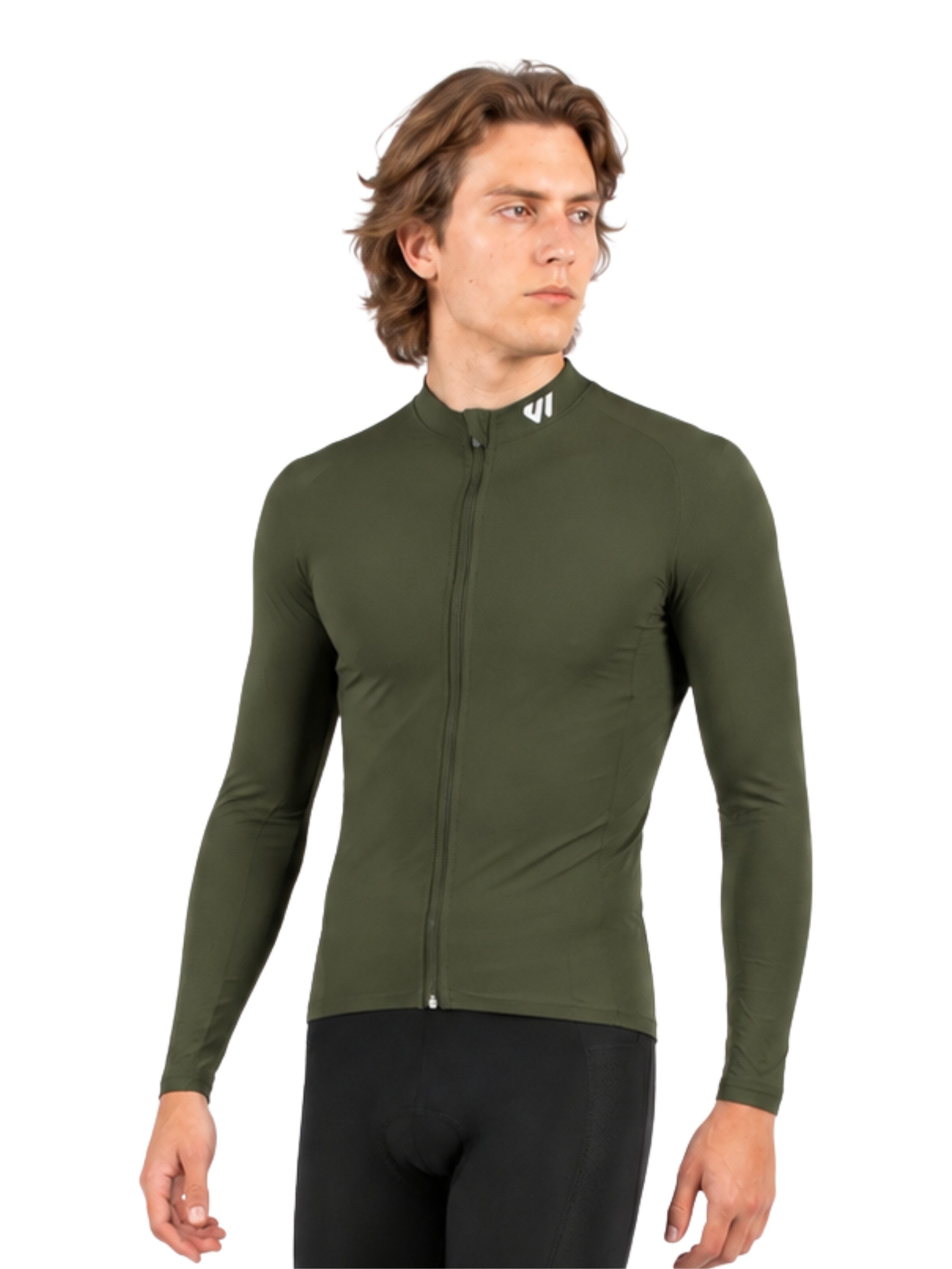 Wulibike Radtrikot Herren Langarm Comfort-Fit, 4 Taschen & Mesh, Olivgrün (1-tlg) atmungsaktiv, feuchtigkeitsableitend und schnelltrocknend – Bild 4 von 5