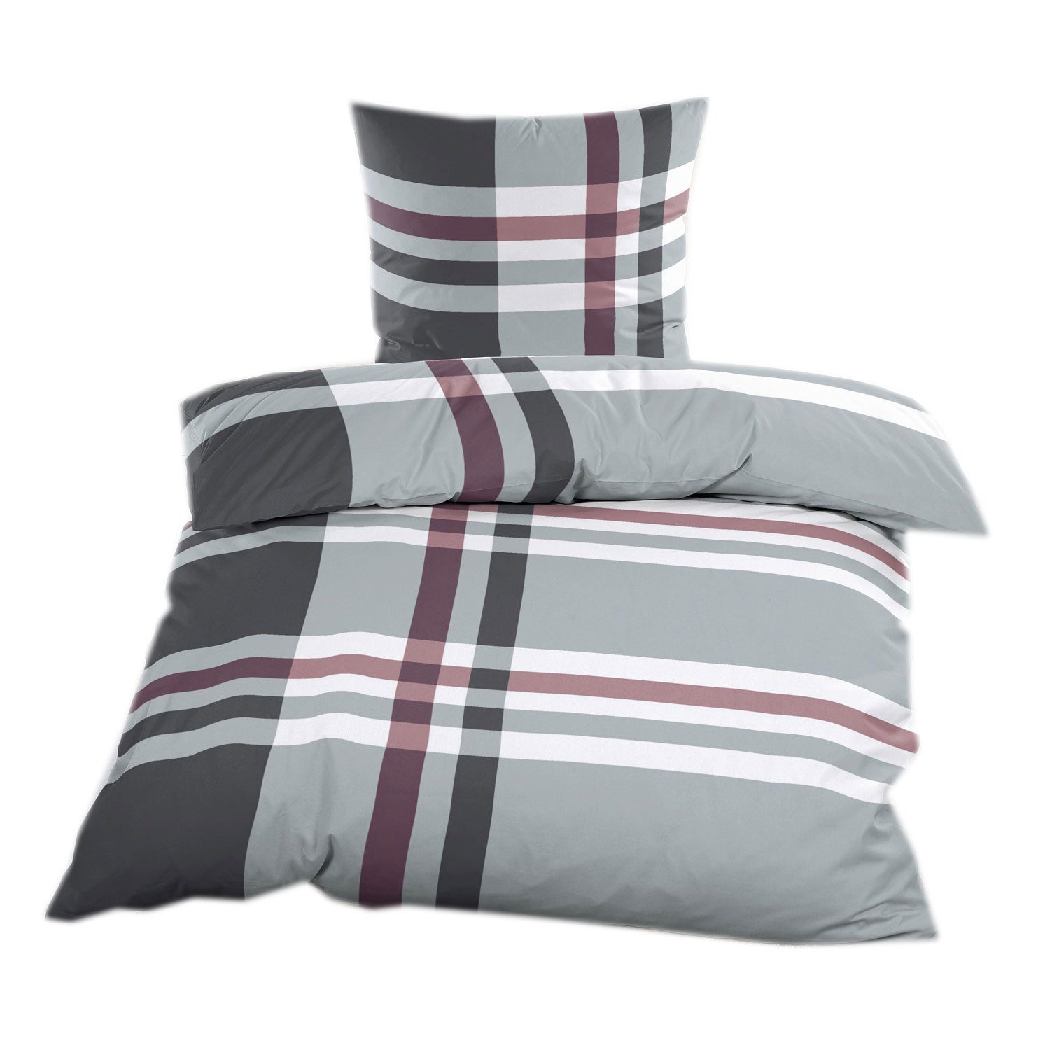 Casa Colori Bettwäsche Seersucker 135x200 mit Reißverschluss in Anthrazit G günstig online kaufen
