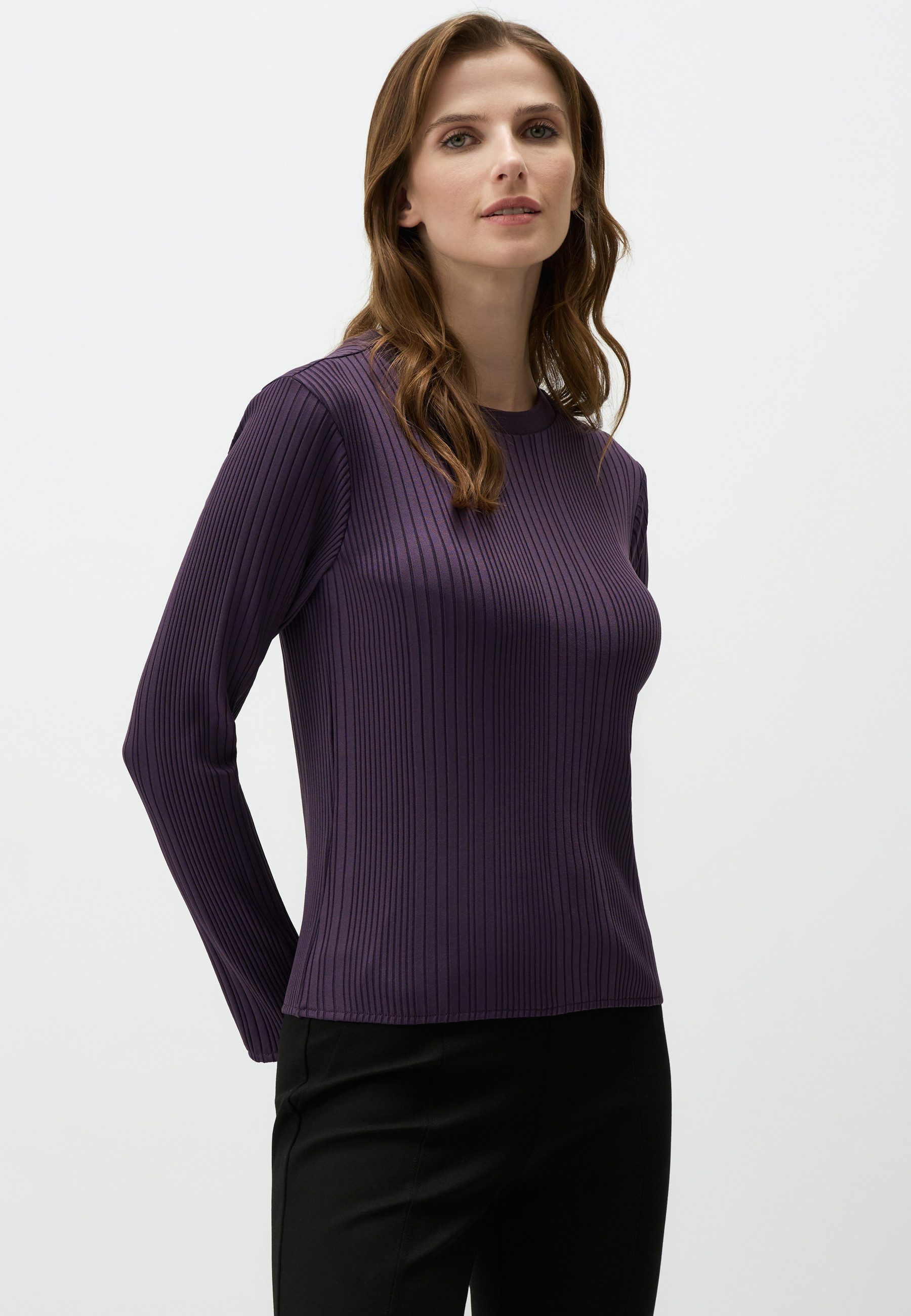Blusentop Lila Bluse Mit Rüschenärmeln