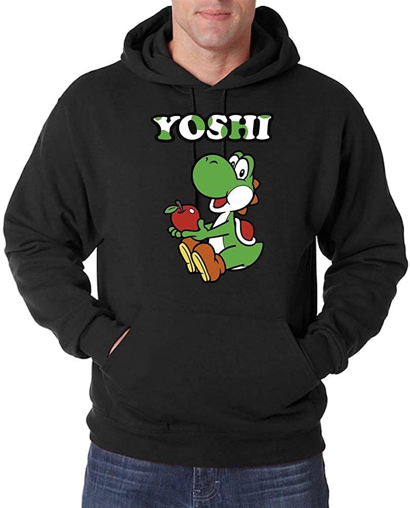 Youth Designz Herren Hoodie Gaming Schwarz mit Retro Pullover mit Yoshi Print Apfel Kapuzenpullover