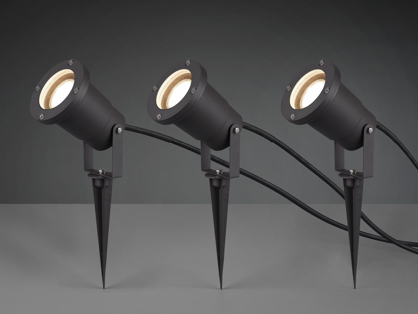 TRIO Leuchten LED Gartenstrahler, LED wechselbar, Warmweiß, 3er Set Baum-strahler Garten-beleuchtung mit Strom IP 65, Höhe 11cm