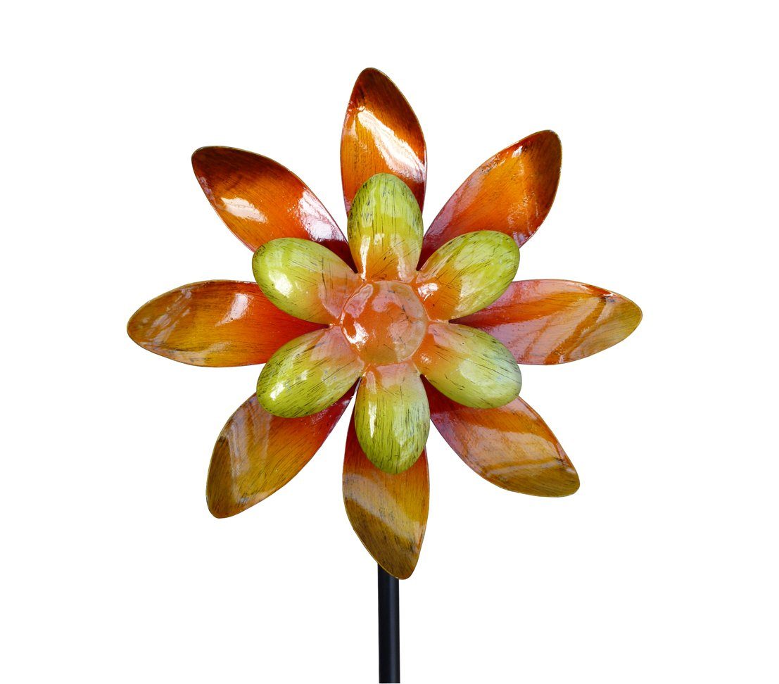 Dehner Gartenstecker Riesen-Windrad Blume, Ø 22 cm, Höhe 140 cm frostbeständig, Metall/Kunststoff