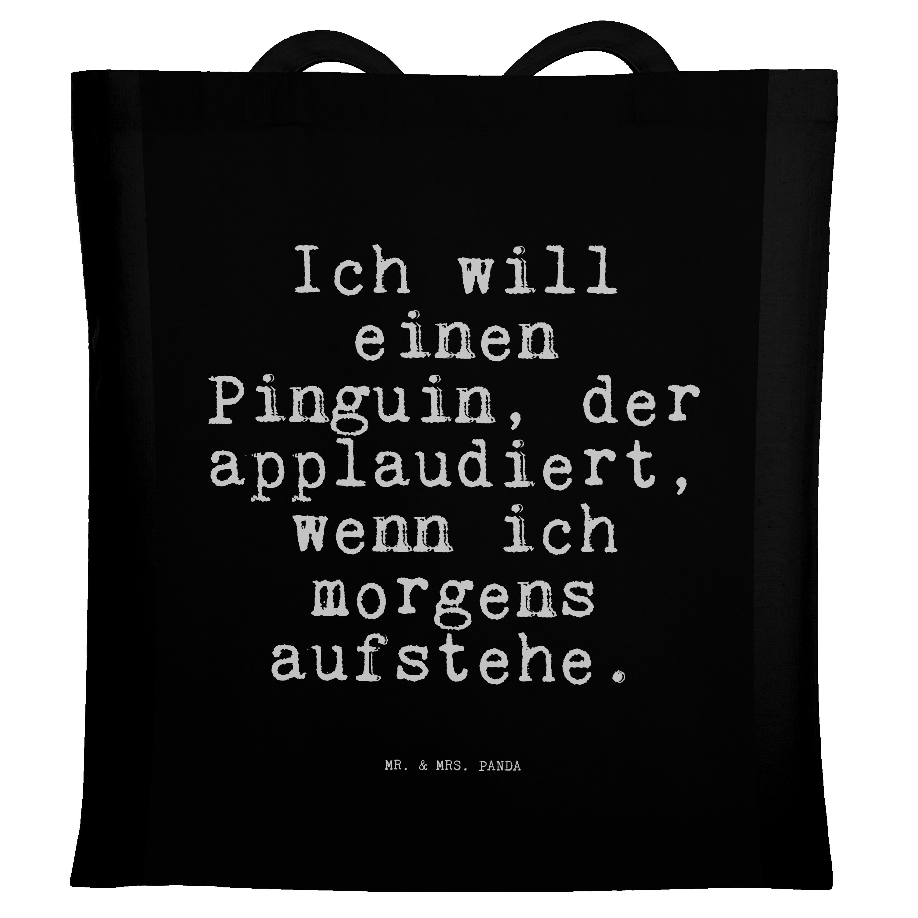 Mr. & Mrs. Panda Tragetasche »Ich will einen Pinguin,... Schwarz