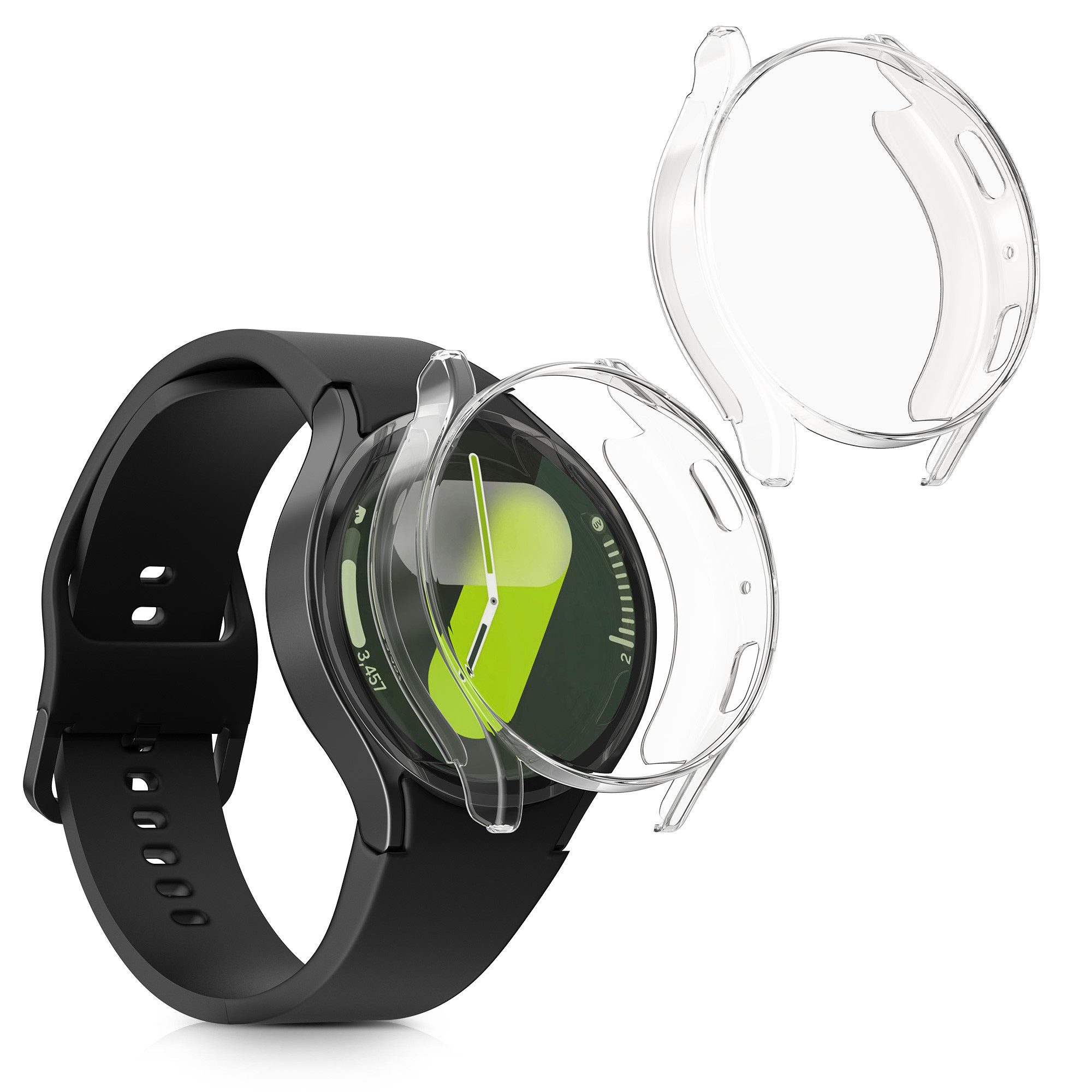 kwmobile Smartwatch-Hülle 2x Silikon Hülle für Samsung Galaxy Watch 7 44mm, Schutzhülle Fullbody Display Cover Set aus Silikon