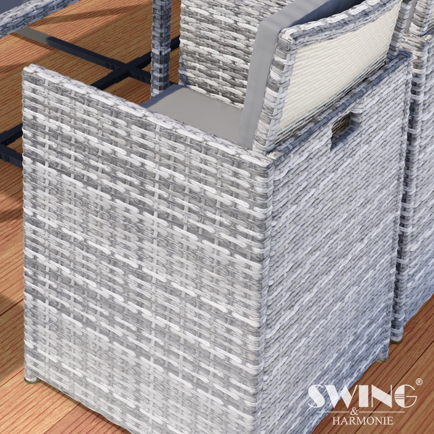 Swing&Harmonie Garten-Essgruppe Poly Rattan Sitzgruppe Esstisch günstig online kaufen