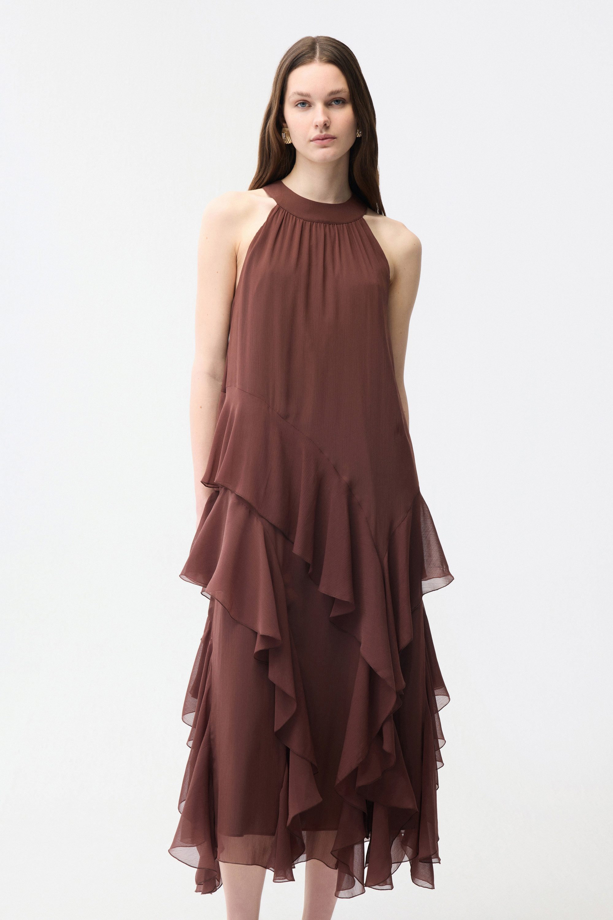 adL Jerseykleid Langes Kleid mit Volantdetail