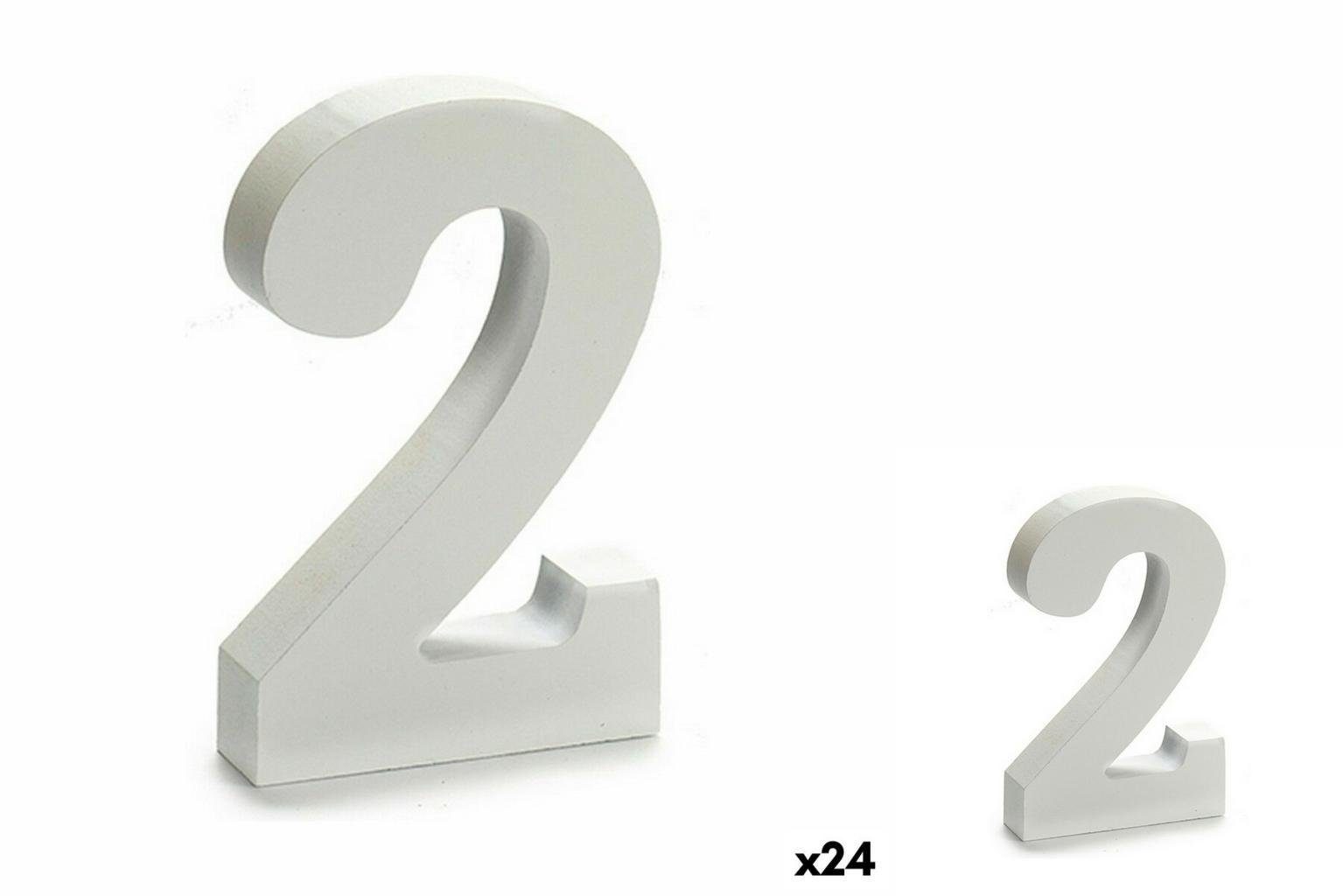 Pincello Dekoobjekt Zahle 2 Holz Weiß 2 x 16 x 14,5 cm 24 Stück