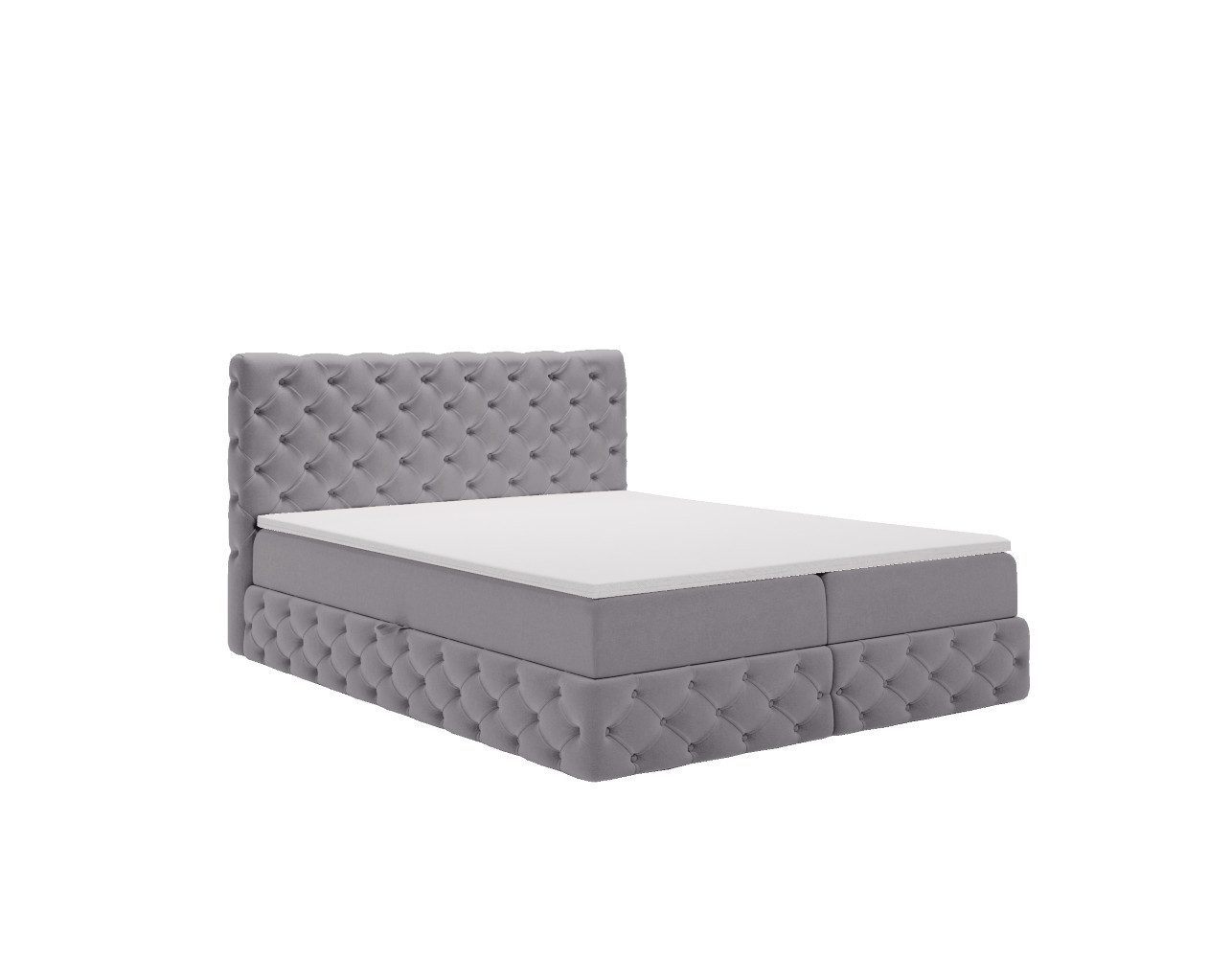 Kaiser Möbel Boxspringbett Chesterfield-Kontinentalbett Luxury Stoff Royal Velvet (Bett-Set mit Matratze und Topper), Bettkasten und Topper und Matratze