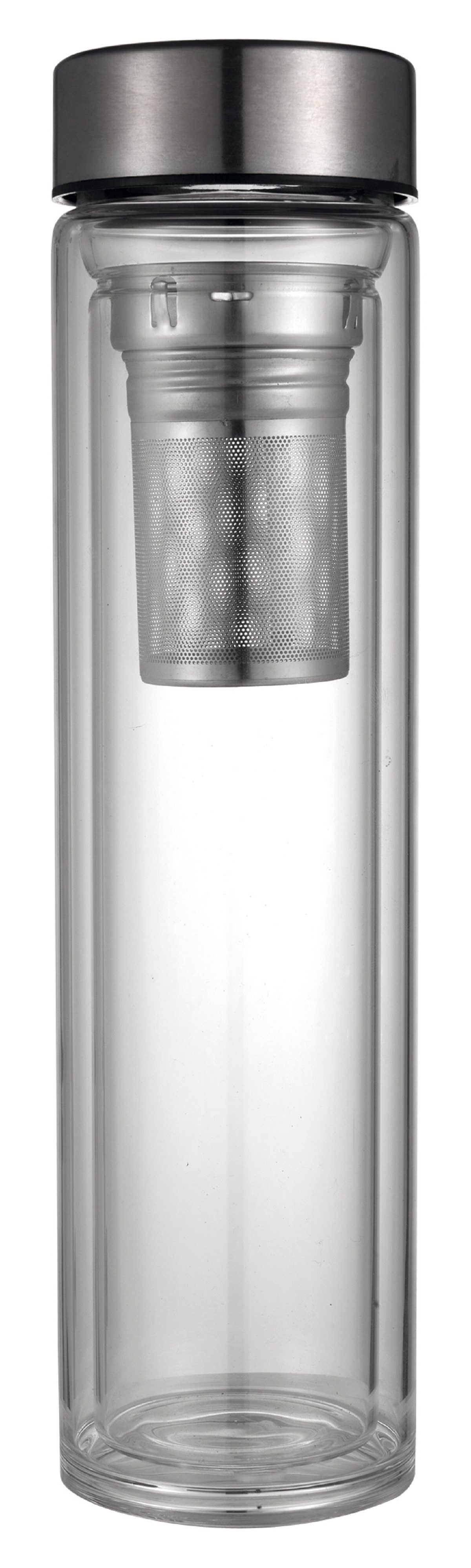 MATO Teesieb Glasflasche mit Teesieb Borosilikatglas 0,4 L