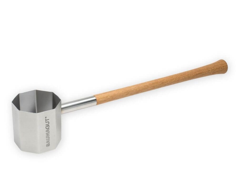 Saunagut Schöpfkelle Saunakelle OCTAGON mit Griff aus Eiche