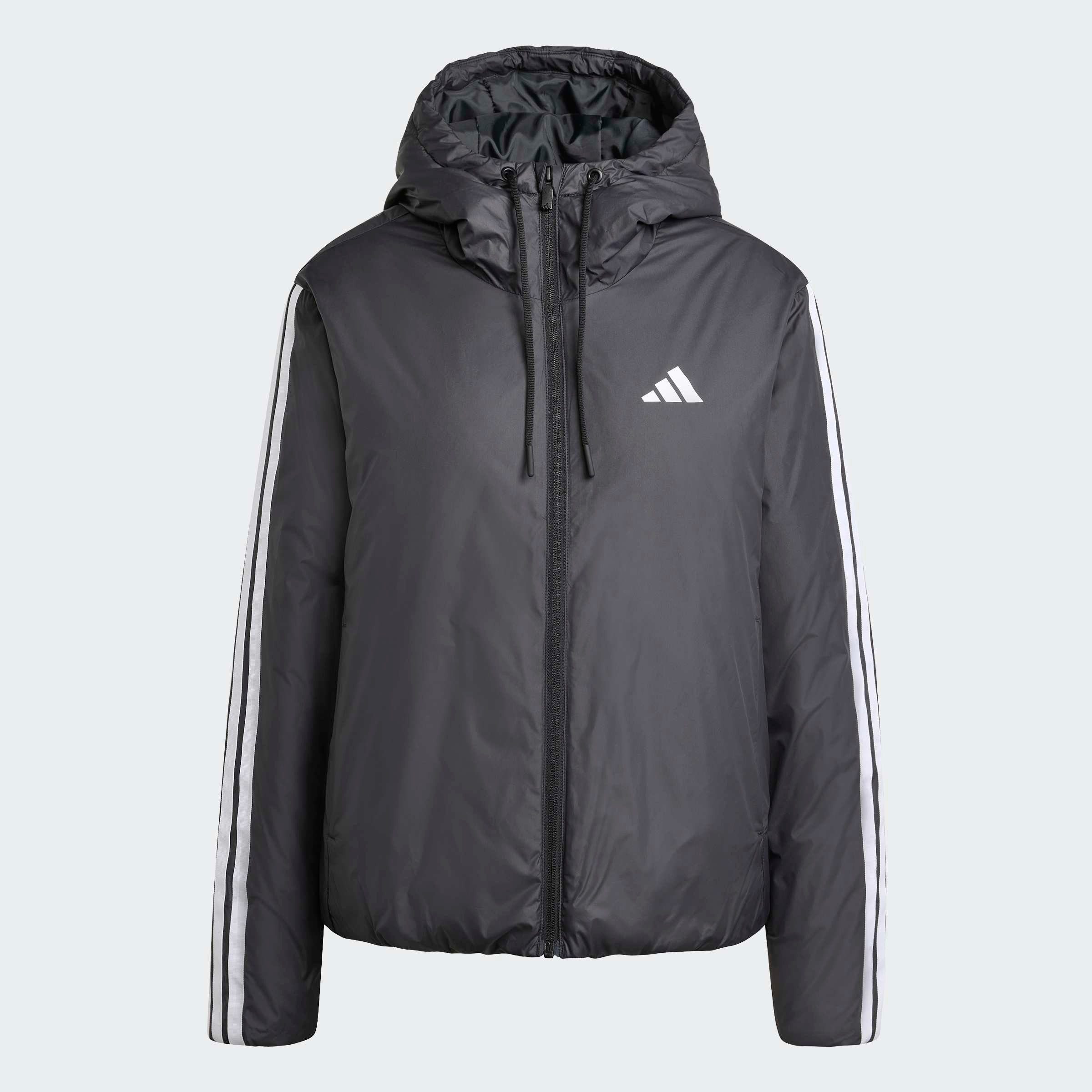 Outdoorjacke ESSENTIALS CLIMAWARM 3-STREIFEN MIT KAPUZE