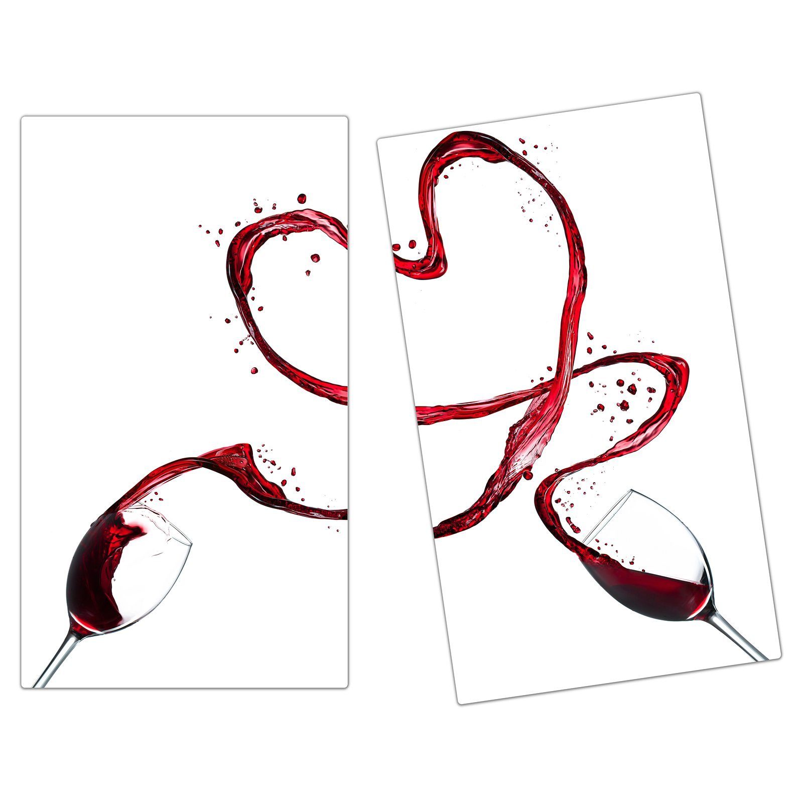 Primedeco Herd-Abdeckplatte Herdabdeckplatte Spritzschutz aus Herz Glas, Rotwein, (2 tlg) Glas aus