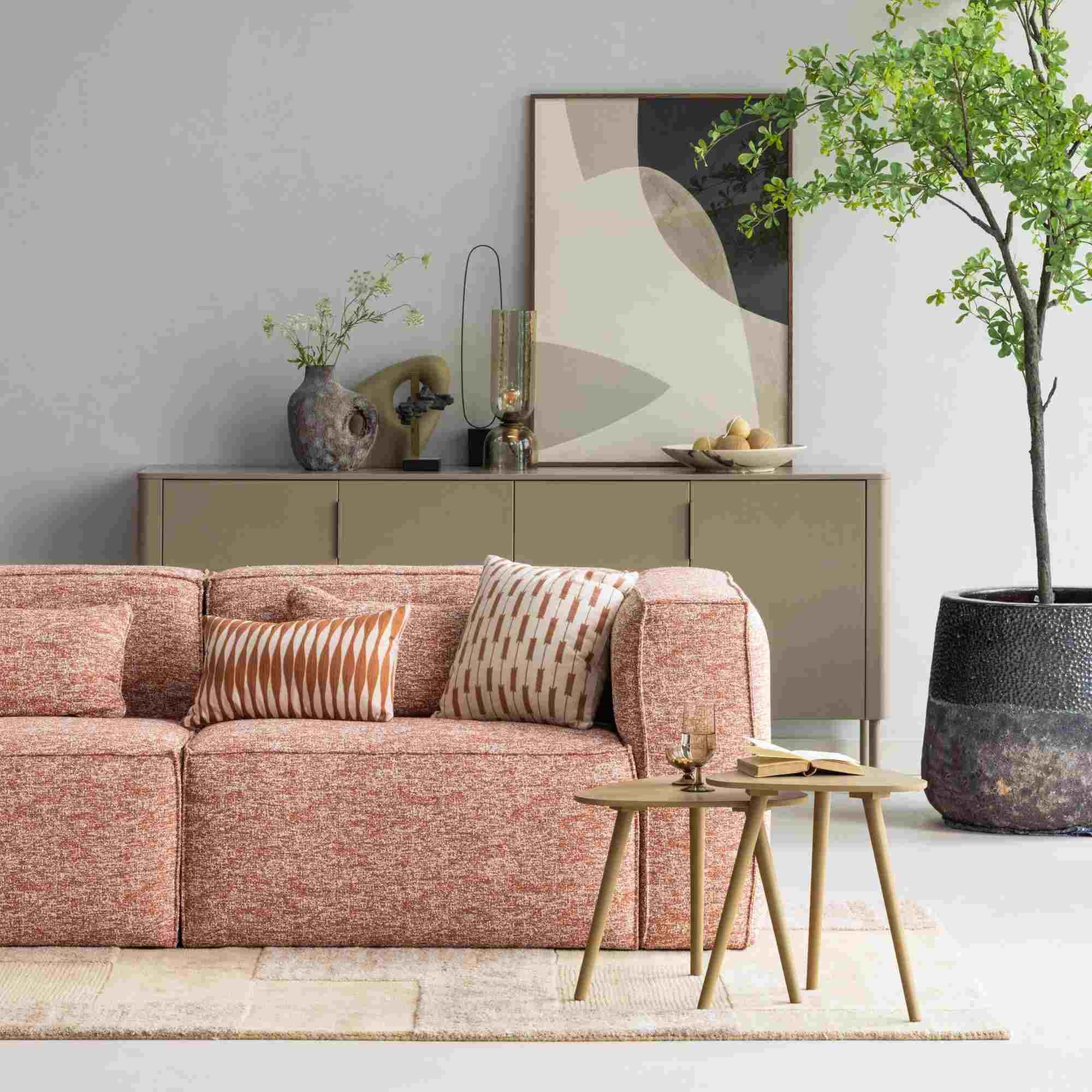 WOOOD Beistelltisch Nila 2er-Set aus Holz in Sand - aus Eschenfurnier, modern & natürlich (2er-Set), Praktisch und kompakt