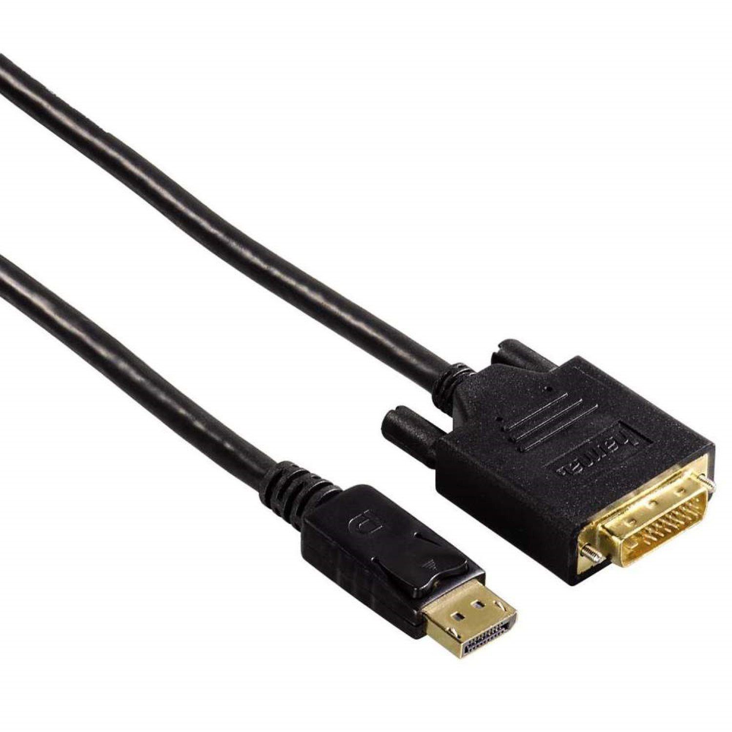 Hama Displayport auf DVI Kabel 1,8m vergoldet Schwarz Video-Adapter Displayport, DVI-D, 180 cm, DP 1.2 Displayport-Stecker zu DVI-D 24+1 Dual-Link Stecker