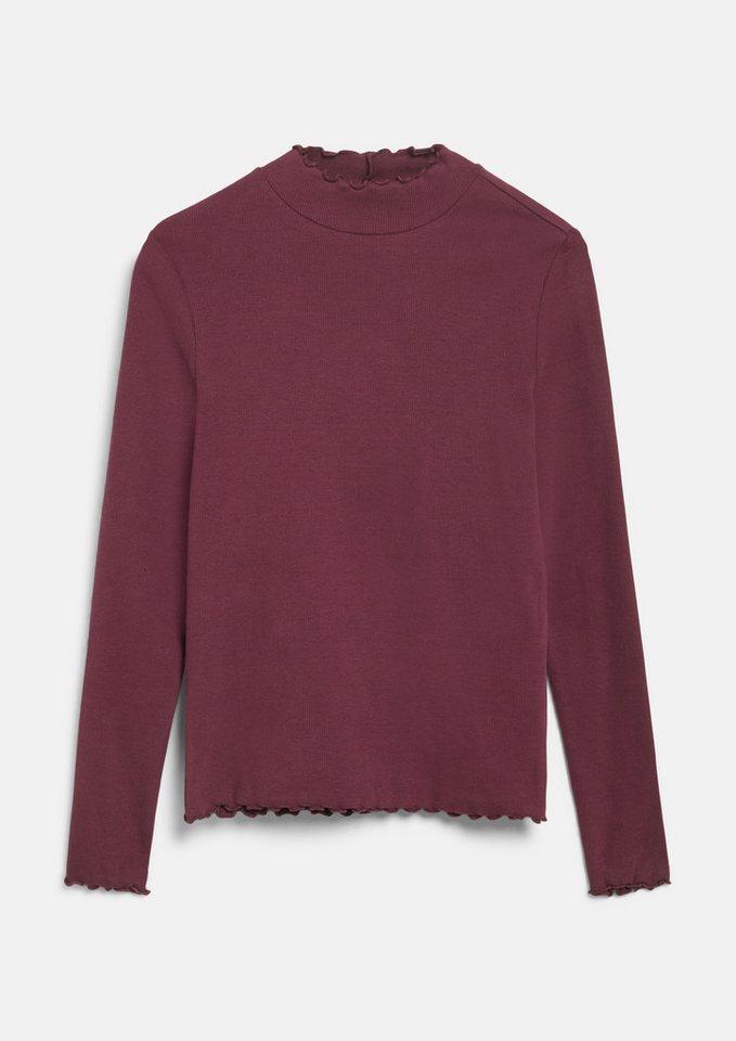 s.Oliver Junior Langarmshirt mit Wellensäumen an Kragen, Ärmeln und Saum / Stretch / Für Girls