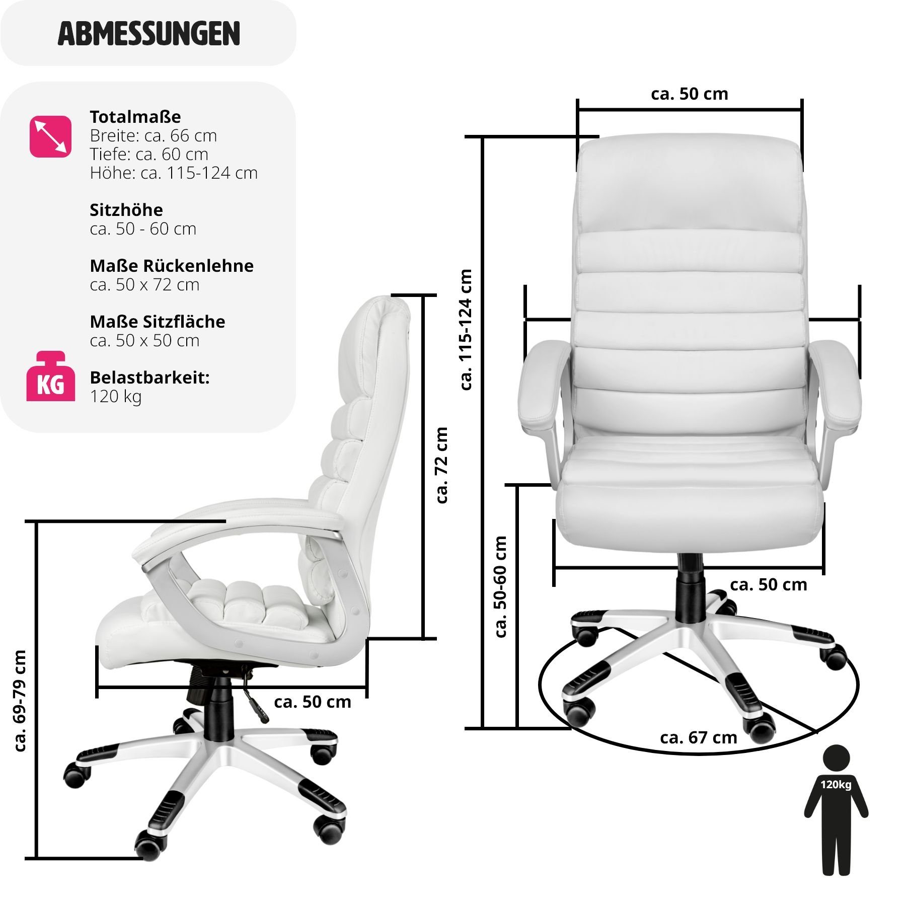 Extradicke weiß (1er, Paul Chefsessel St), tectake Polsterung 1