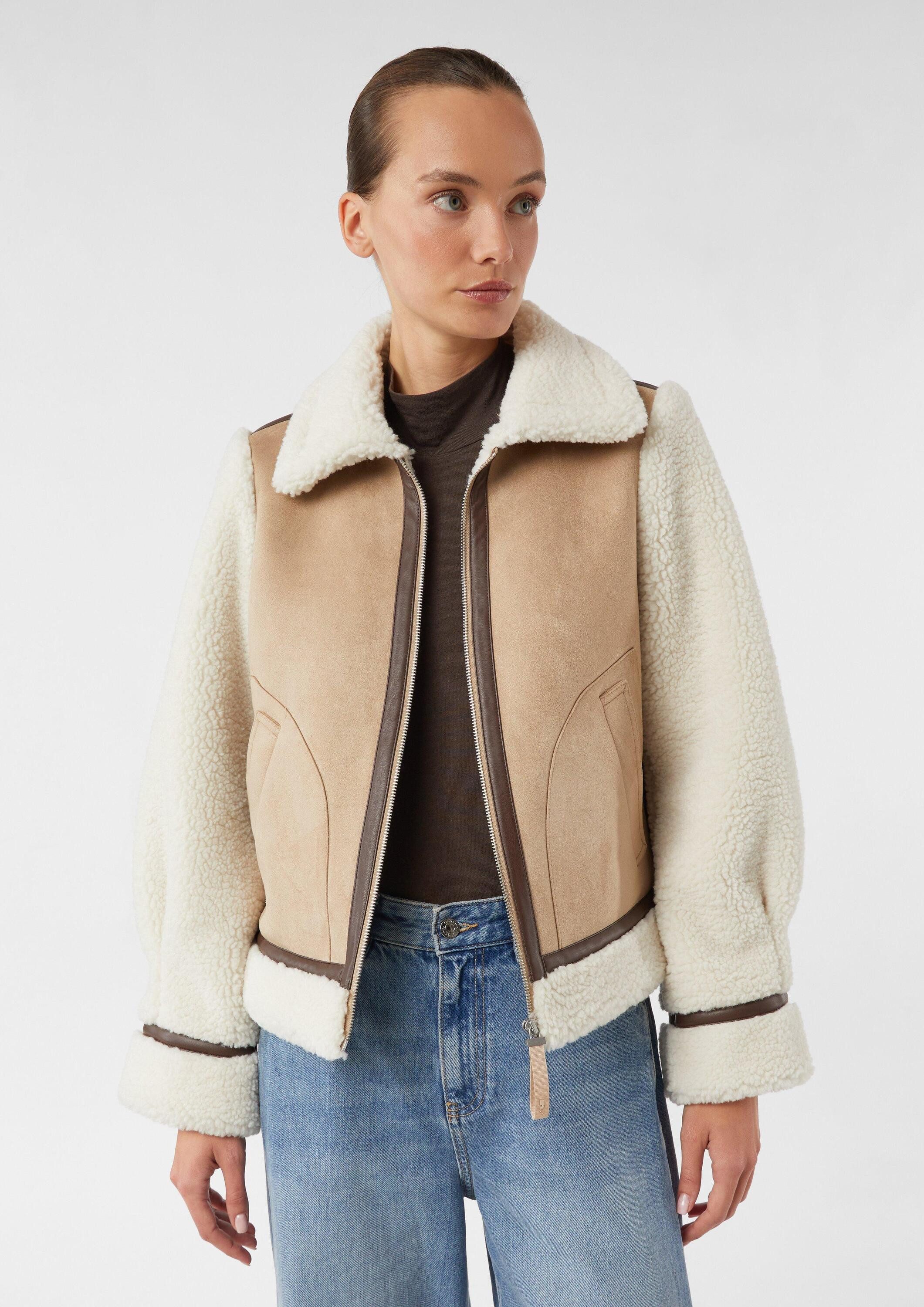 comma Funktionsjacke Outdoor-Jacke Kurze Jacke in Lammfelloptik