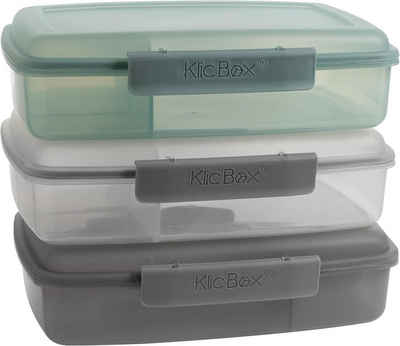 Centi Lunchbox Brotdose Kinder mit Fächer, Lunchbox für Kinder und Erwachsene, Kunststoff, (3er Set), mit stabilen Clickverschluss und Scharnier, effektive Silicondichtung