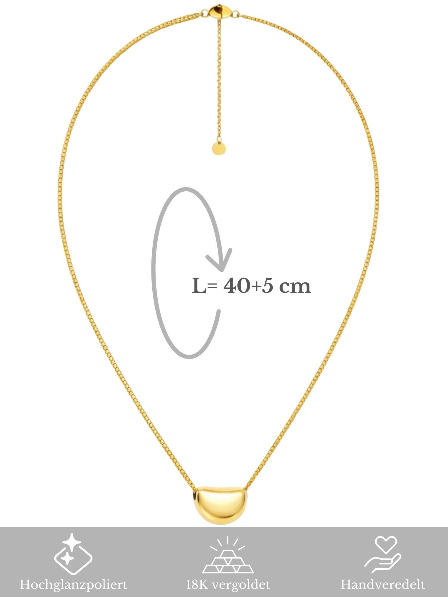 BS Schmuckdesign Kette mit Anhänger Halskette Damen feine Venezianerkette mit Anhänger 18K vergoldet (inkl. Geschenkbox), 18K vergoldet, hypoallergen & wasserfe – Bild 5 von 5