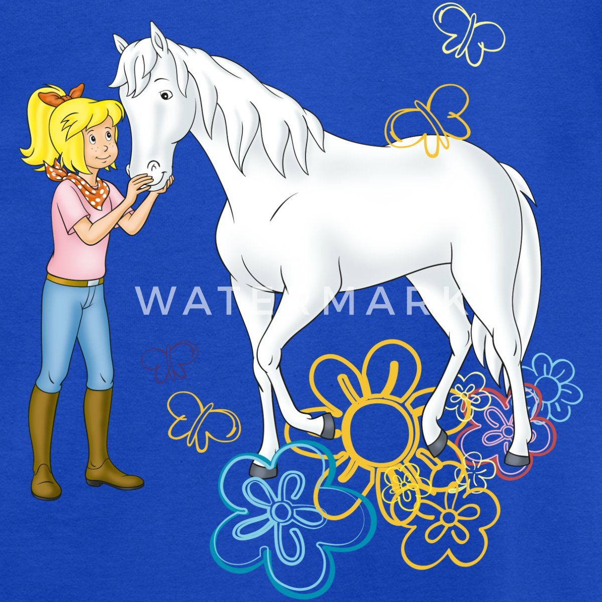 Spreadshirt T-Shirt Bibi Und Tina Bibi Kuschelt Mit Stute Sabrina Kinder T-Shirt (1-tlg)