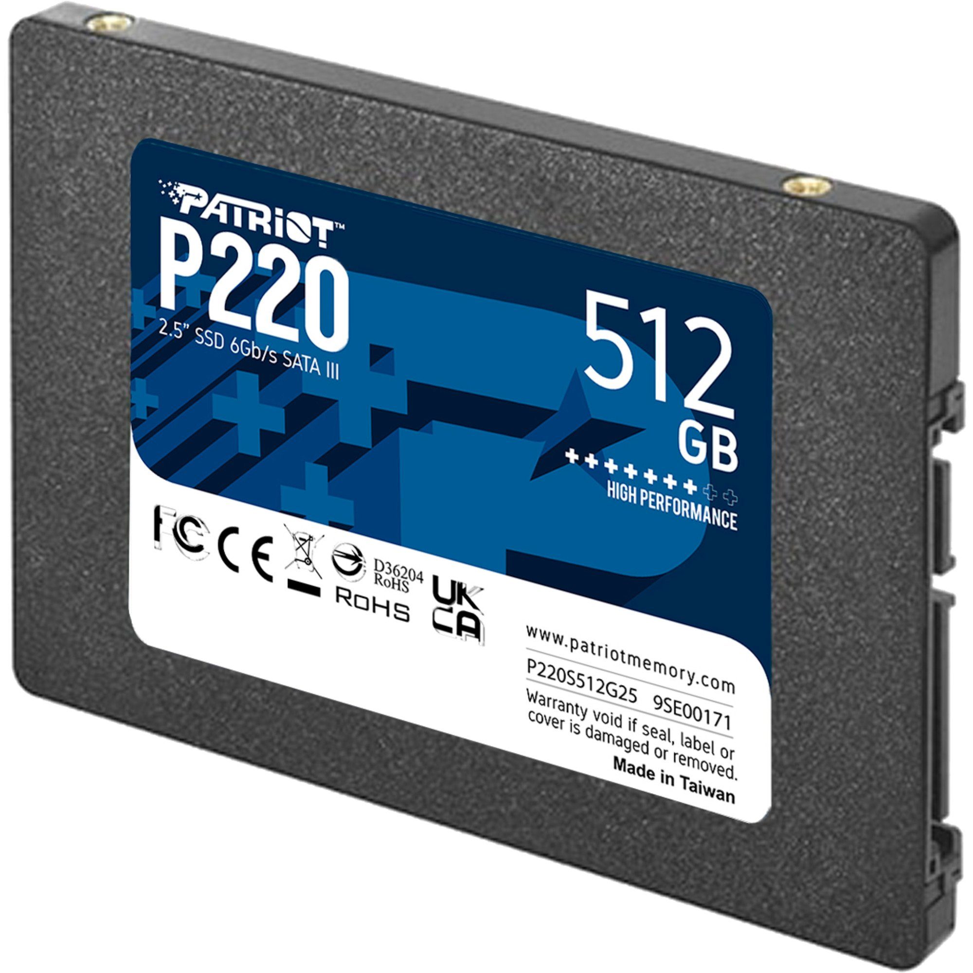 Patriot Patriot P220 512 GB, SSD, (SATA III 6 Gb/s, 2,5) SSD-Festplatte (512 GB) 2.5"