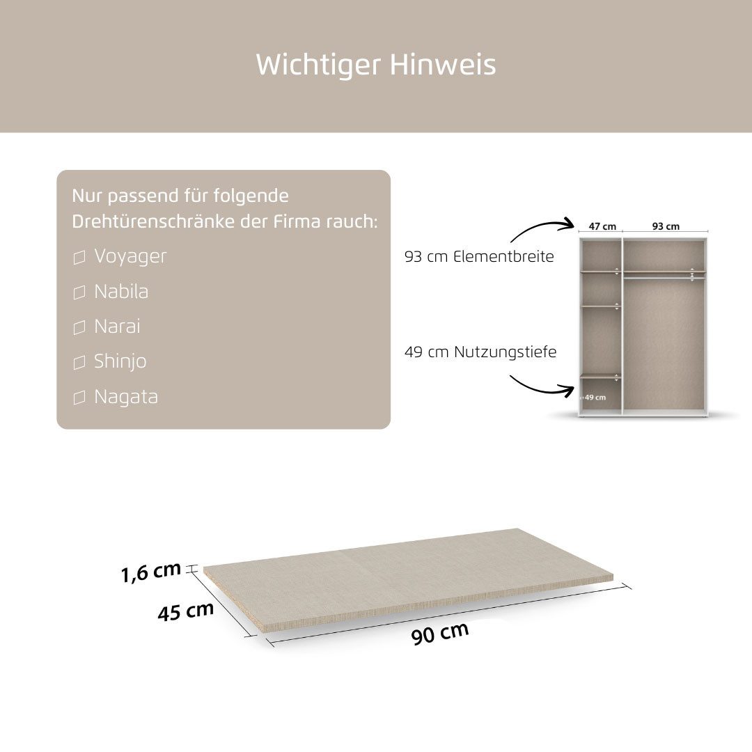 rauch Einlegeboden Zubehör, Breite 90 cm für Schränke Voyager, Nabila, Narai, Shinjo und Nagata
