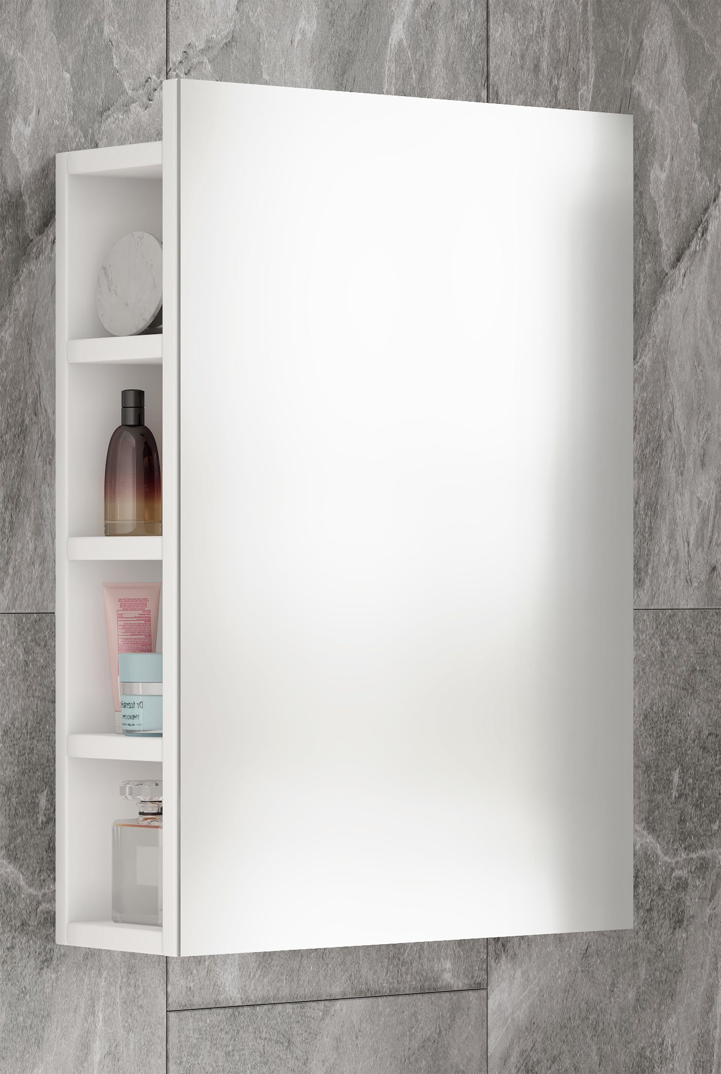 VCM Spiegelschrank Hängeschrank Badezimmer Flandu H. 59 x B. 40 x T. Badschrank zeitlos, ausreichend Stauraum, Wandspiegel