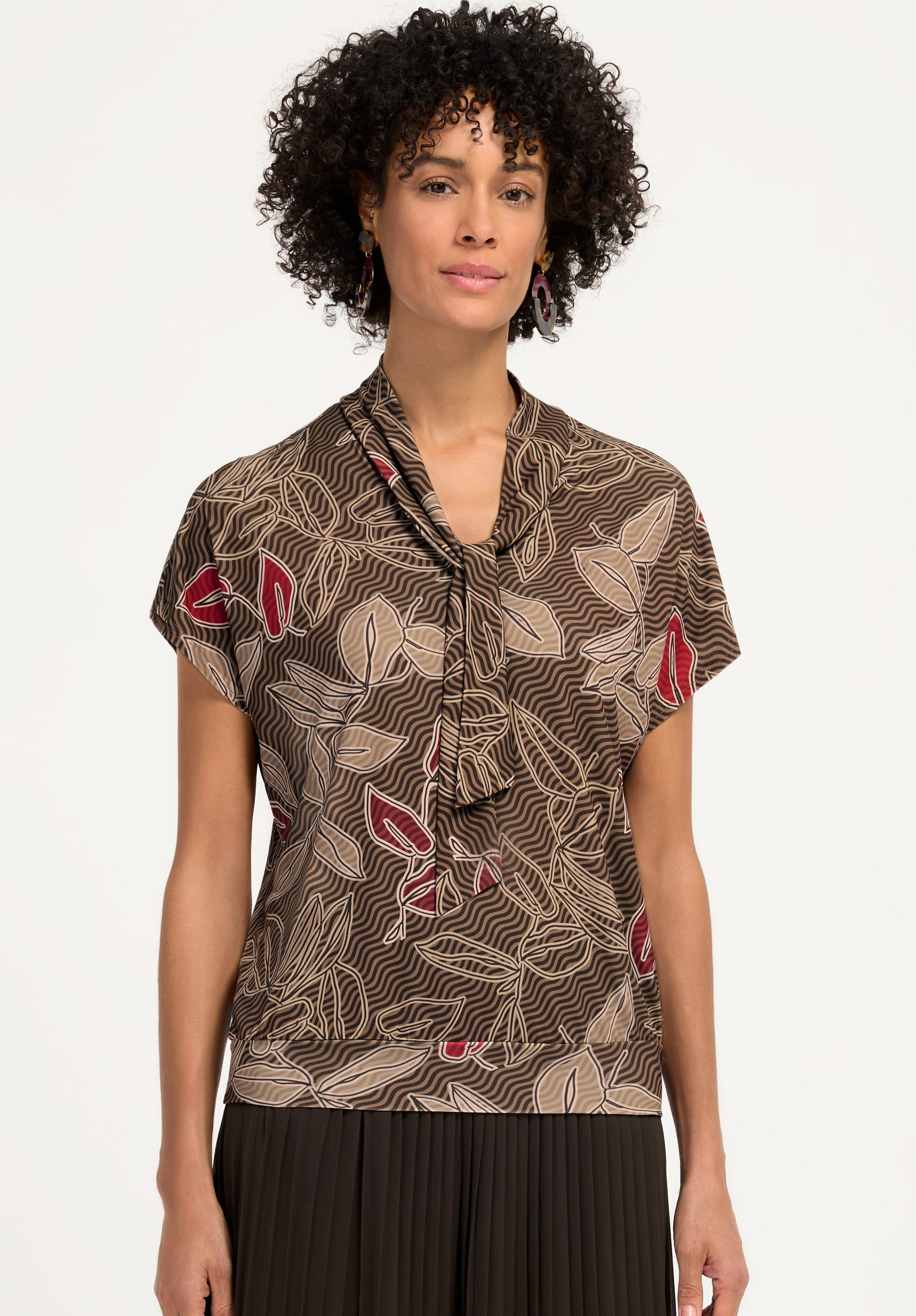 bianca Print-Shirt JULIE mit dekorativem Stehkragen und Schluppe