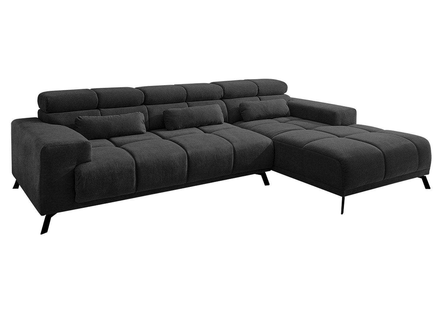 Iwaniccy Ecksofa SPEED, Schwarz, Flachgewebe, BxHxT 285 x 99 x 201 cm, elektrische Sitztiefenverstellung