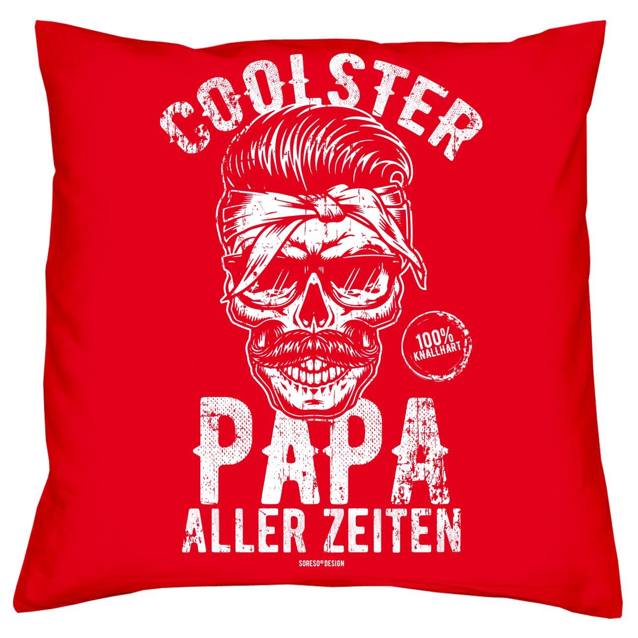 Mama Papa Zeiten & Geschenke Mitbringsel Coolster Kissen-Set Papa aller Zeiten Coolste Dekokissen Mama Soreso® rot Urkunden, mit aller Geschenk