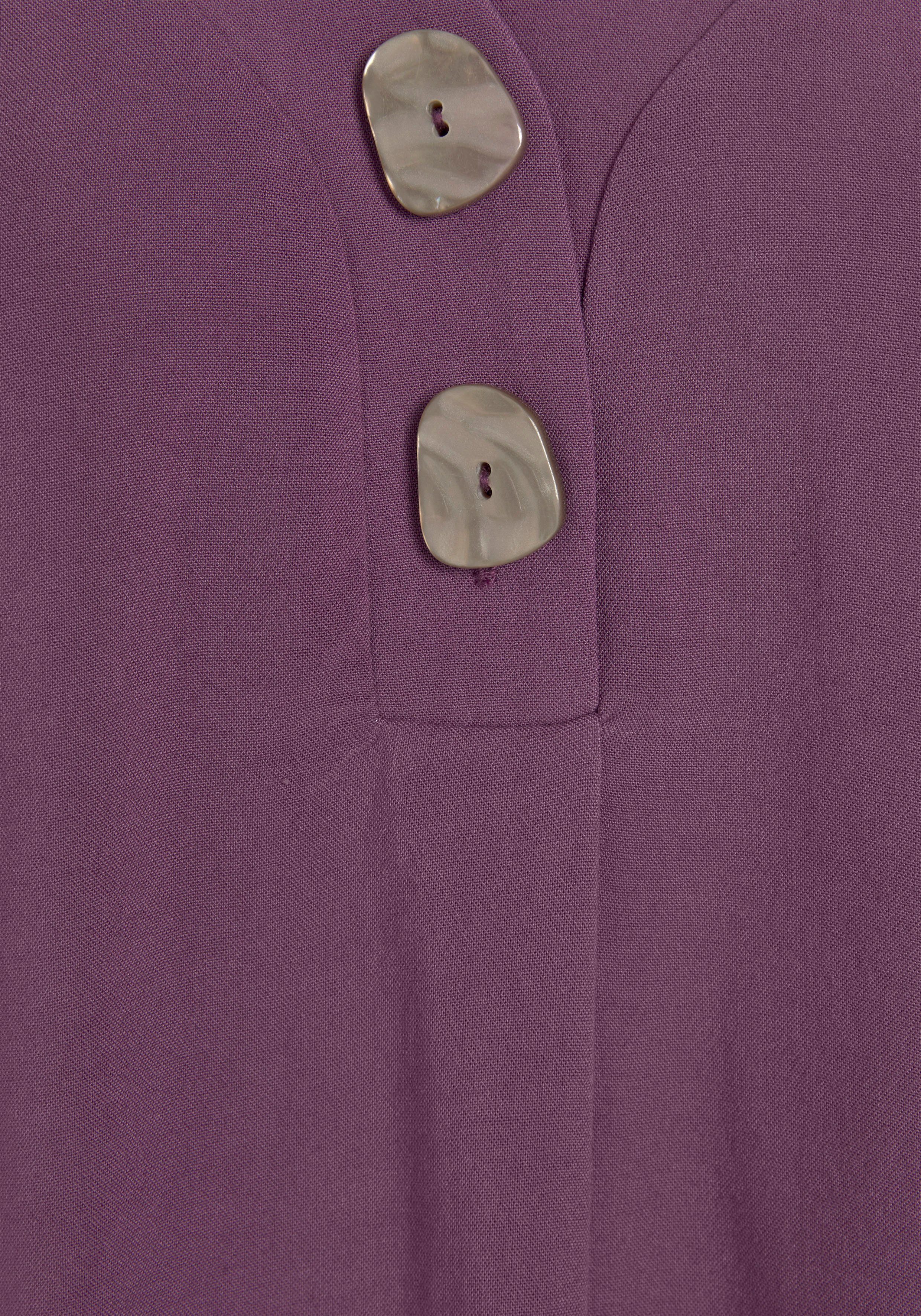 LASCANA Schlupfbluse mit tiefem V-Ausschnitt und modischen Knöpfen luftige Kurzarmbluse, lässiges Blusenshirt, Basic – Bild 5 von 5