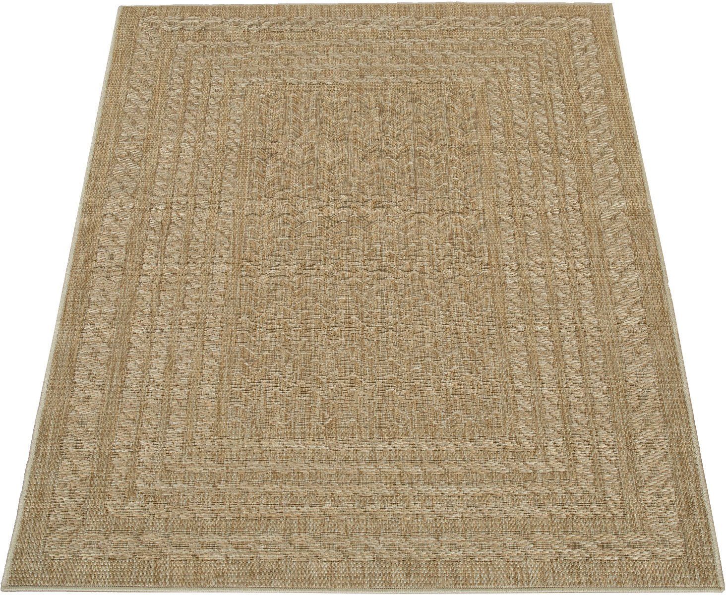 Optik, Sisal Outdoor Liege Höhe: Bordüre, beige Paco Teppich mm, Flachgewebe, Home, melierte rechteckig, mit 390, 4 geeignet