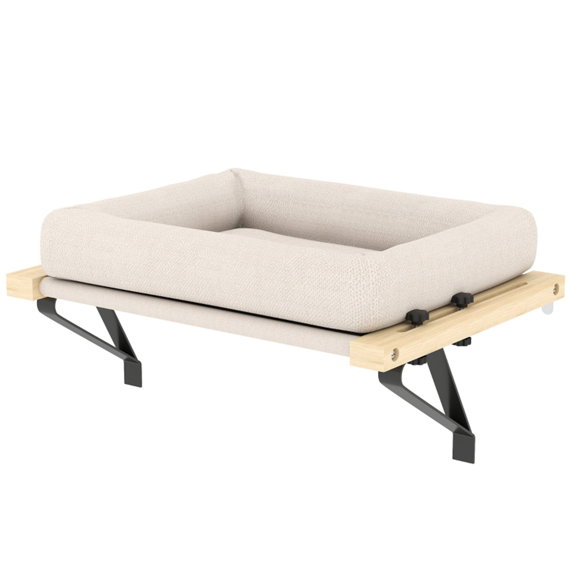 MC Star Katzenhaus mit Halterung für Fensterbänke und Heizungen, Kissen, Holzrahmen, Weiß