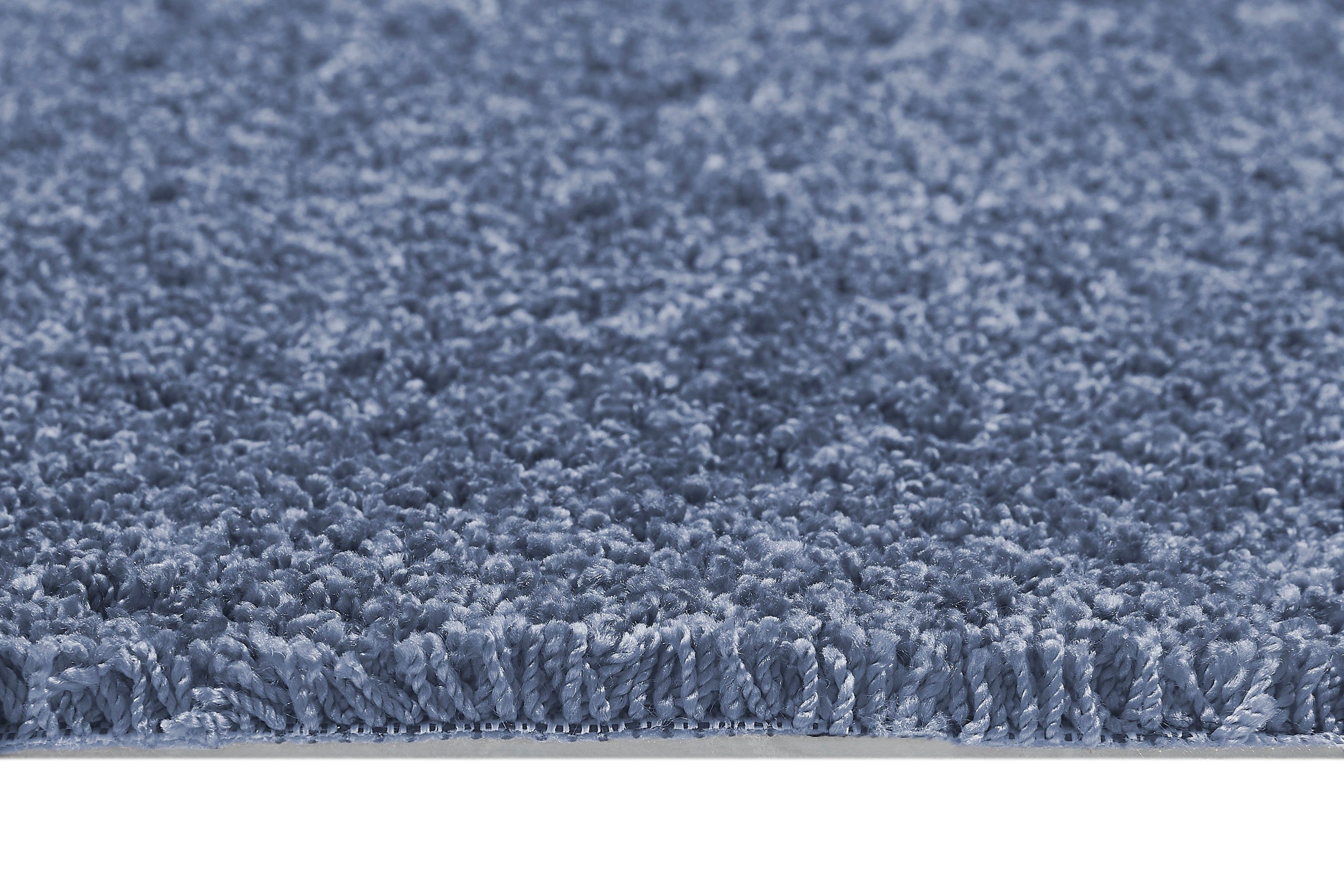 Teppichboden Coupon Velours Portland, Andiamo, rechteckig, Höhe: 11 mm, Uni Farben, Breite 400 cm, strapazierfähig, pflegeleicht blau
