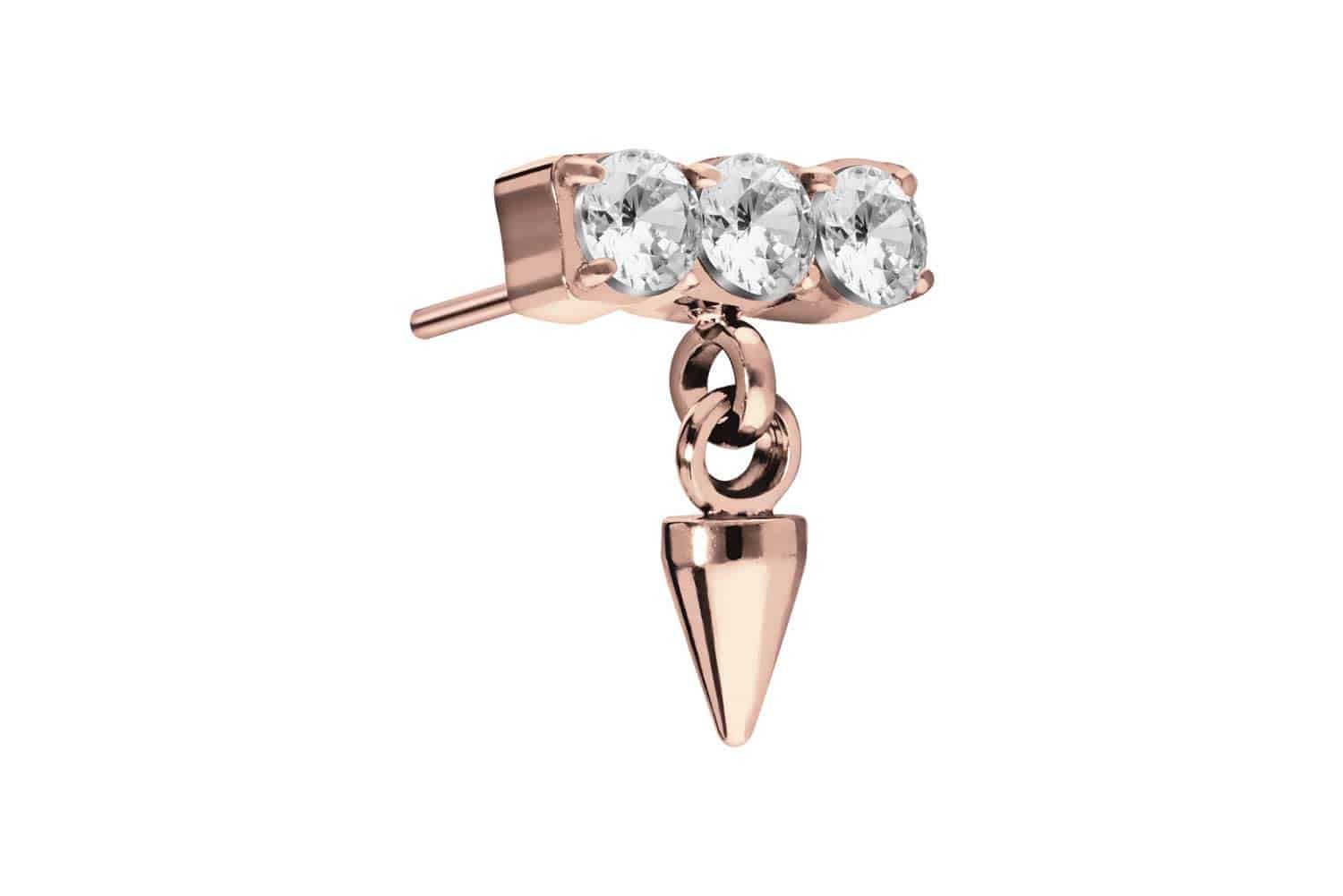 Piercing-Set Titan Aufsatz mit Push Pin KRISTALLBALKEN + SPITZE