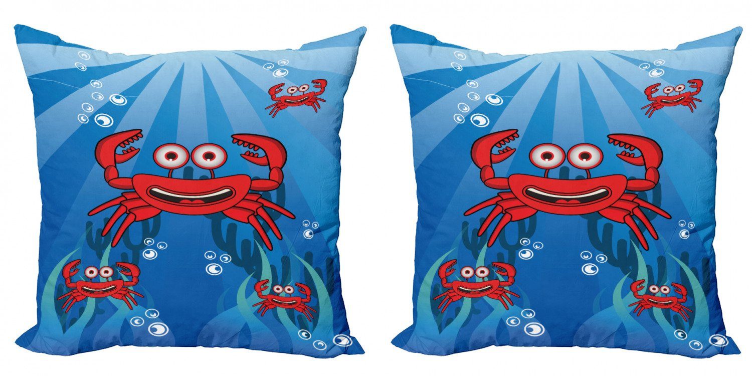 Kissenbezüge Modern Accent Doppelseitiger Digitaldruck, Abakuhaus (2 Stück), Krabben Lustige Unterwasser Mascots